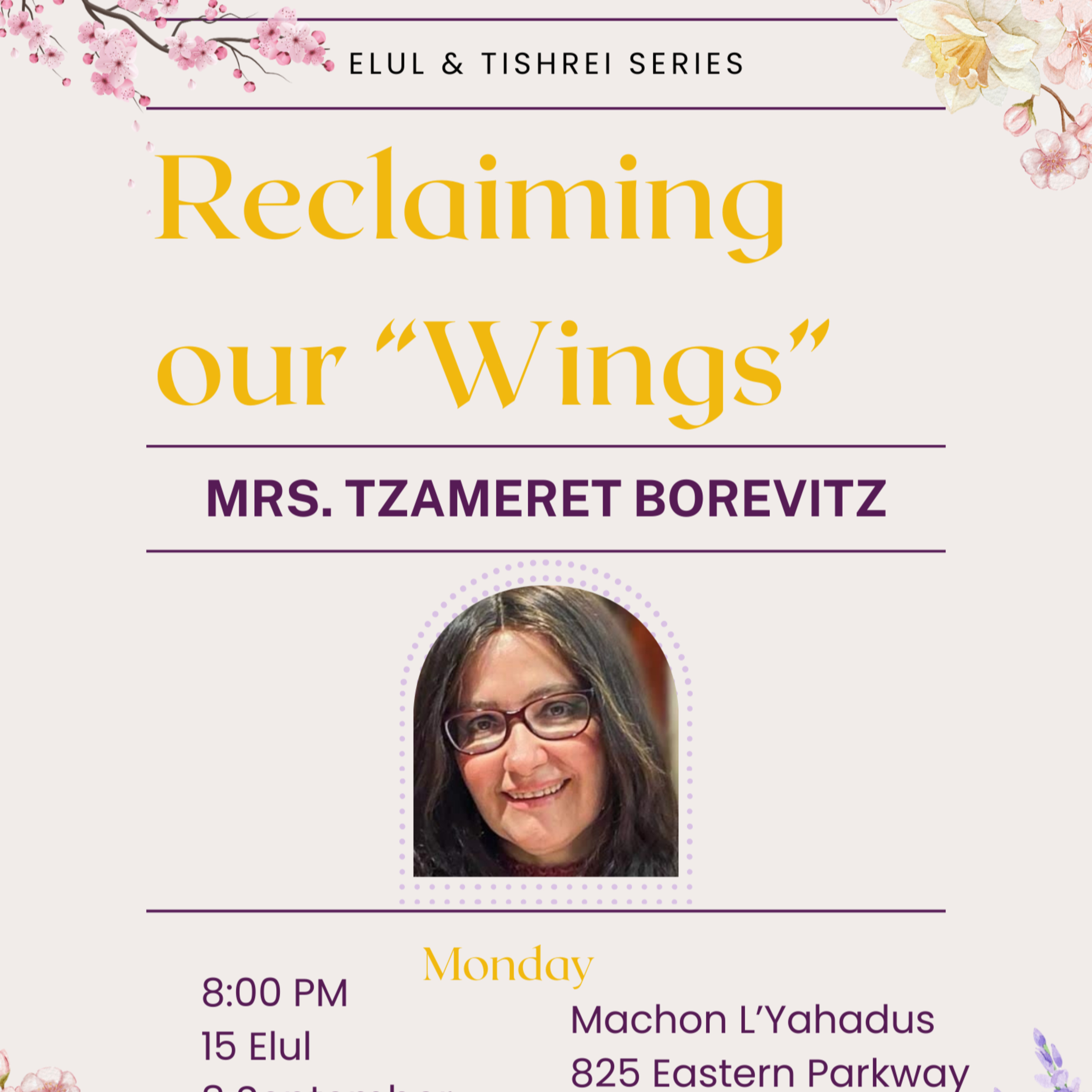 Elul and Tishrei Series: Reclaiming our "Wings" with Mrs. Tzameret Borevitz episode artwork