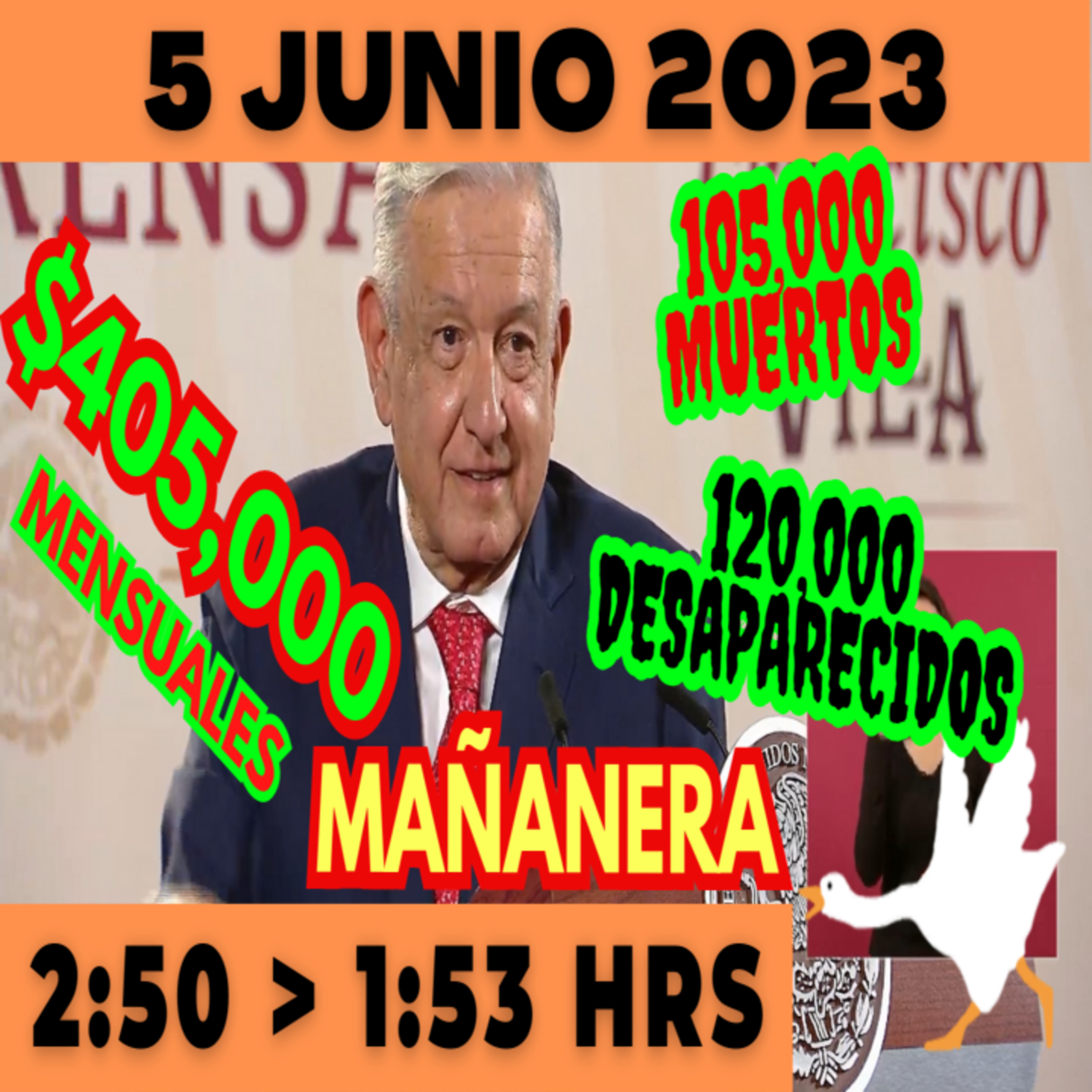 💩🐣 Conferencia de prensa matutina *Lunes 5 de Junio 2023* Presidente AMLO de 2:50 a 1:53. episode artwork