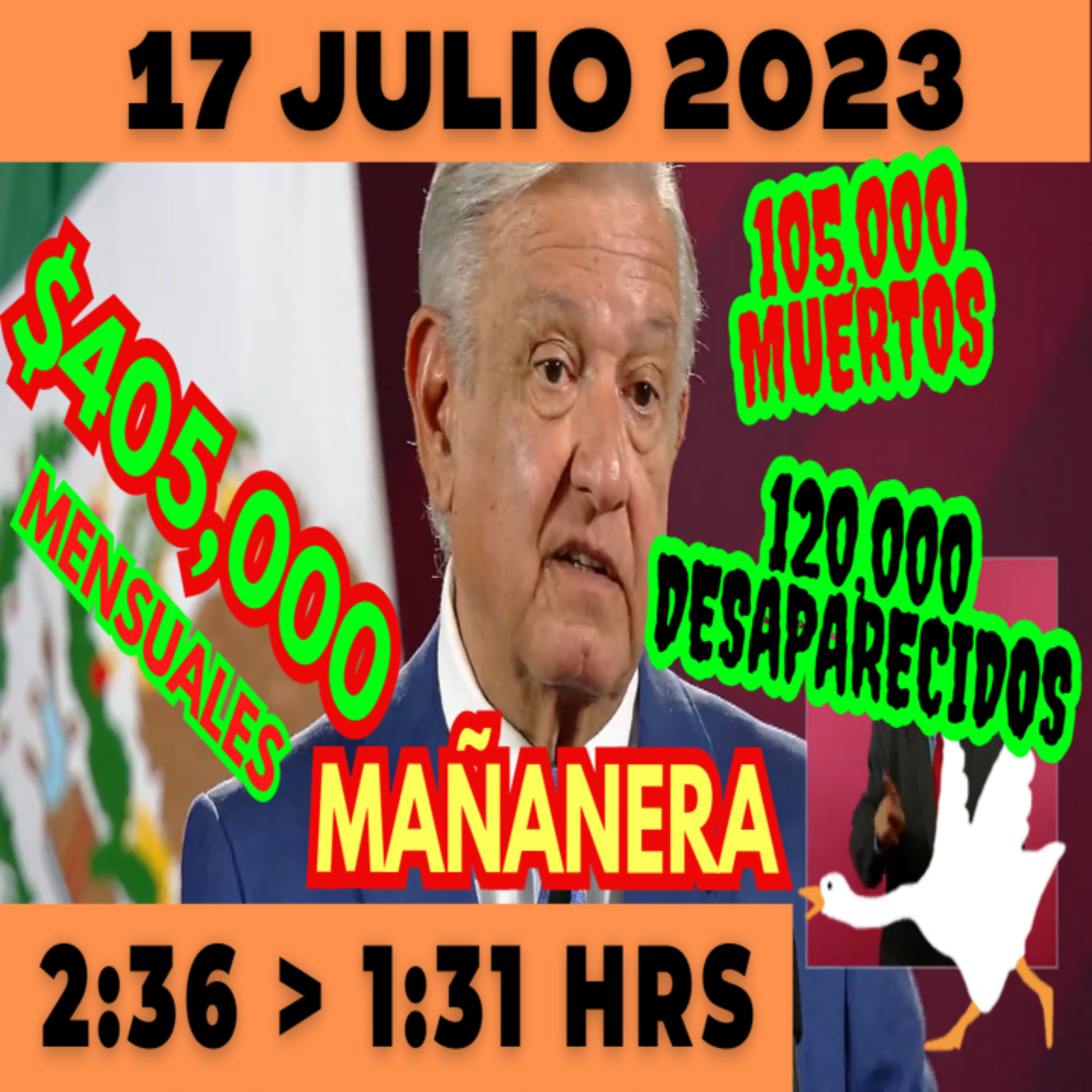 💩🐣 Conferencia de prensa matutina *Lunes 17 de Julio 2023* Presidente AMLO de 2:36 a 1:31. episode artwork