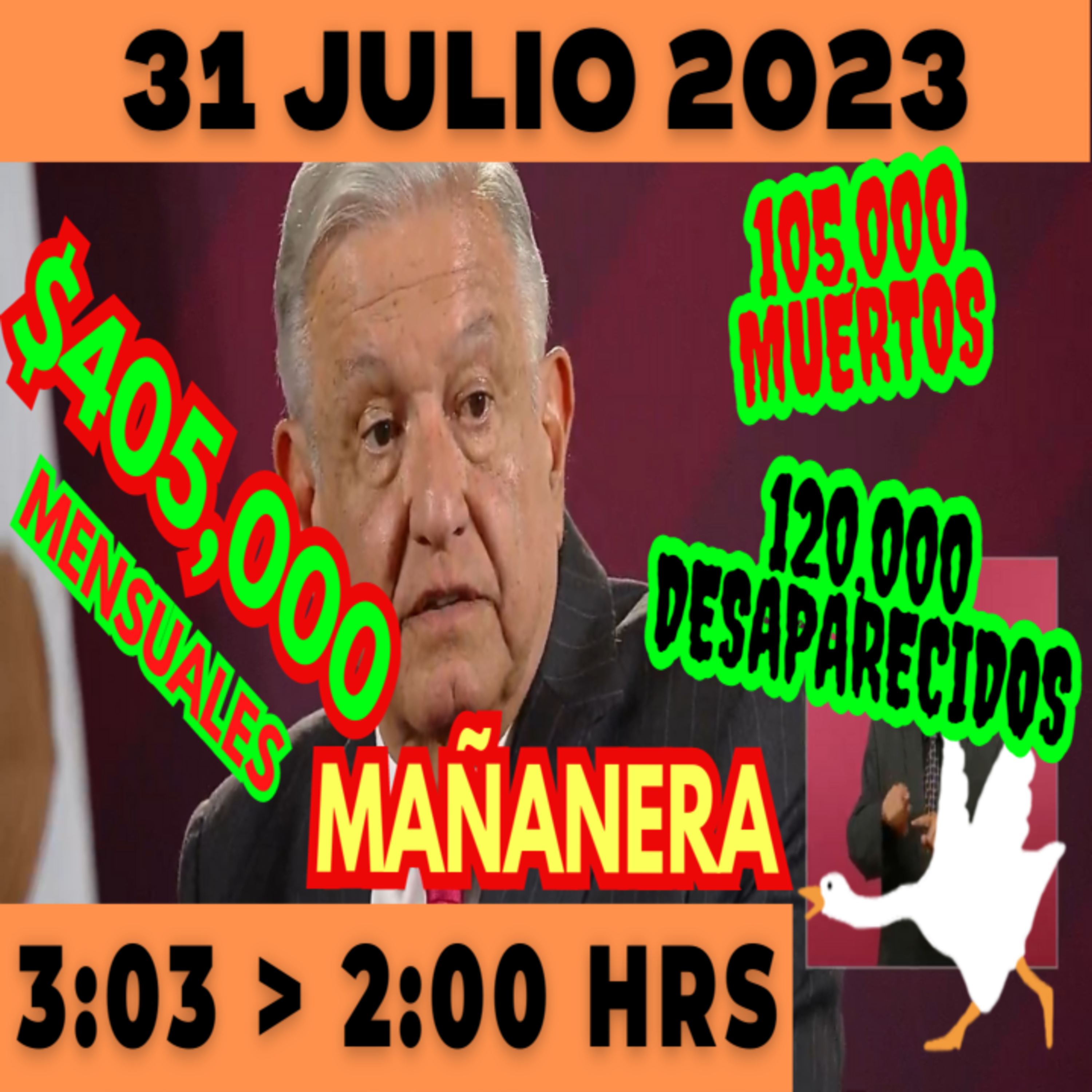 💩🐣 Conferencia de prensa matutina *Lunes 31 de Julio 2023* Presidente AMLO de 3:03 a 2:00. episode artwork