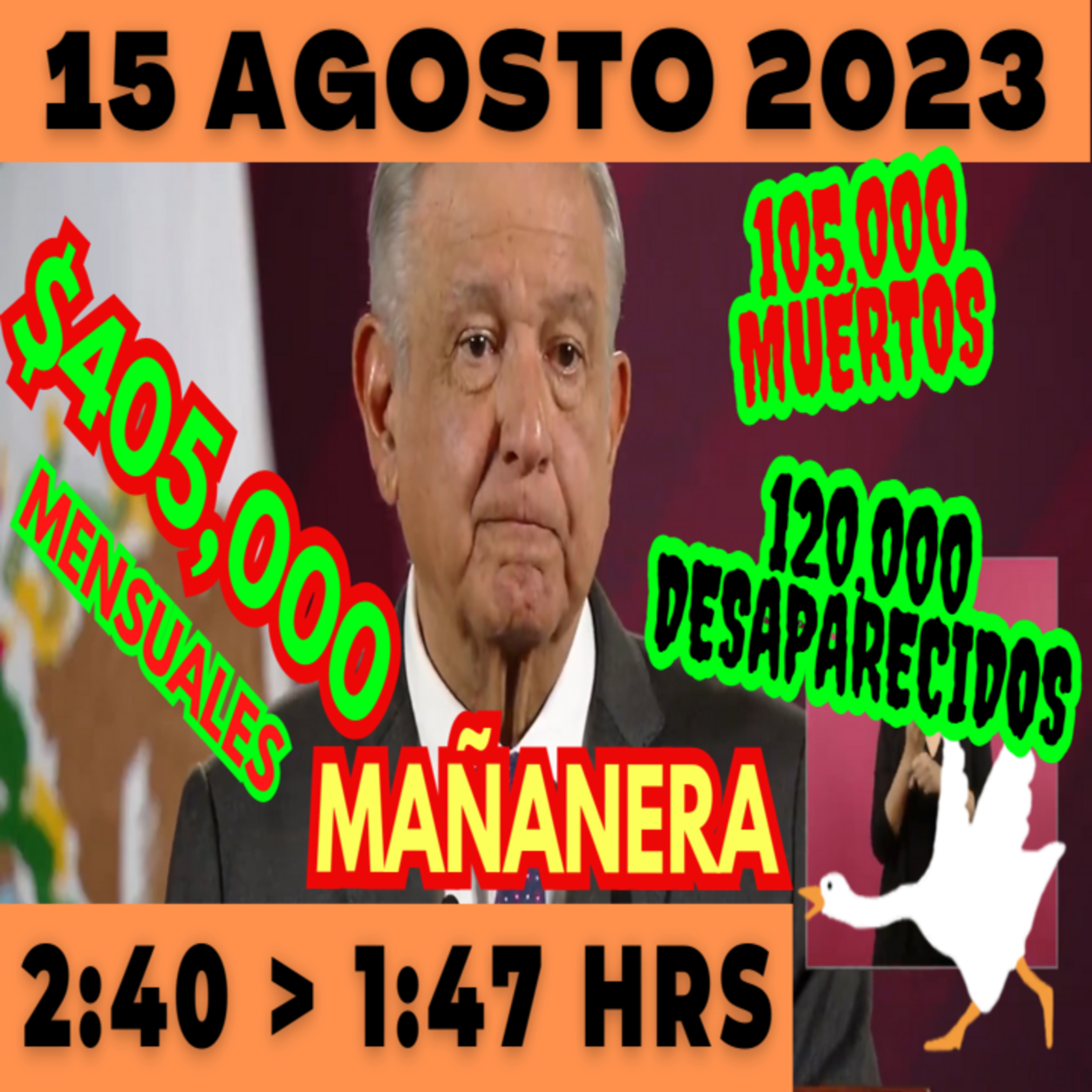 💩🐣 Conferencia de prensa matutina *Martes 15 de Agosto 2023* Presidente AMLO de 2:40 a 1:35. episode artwork