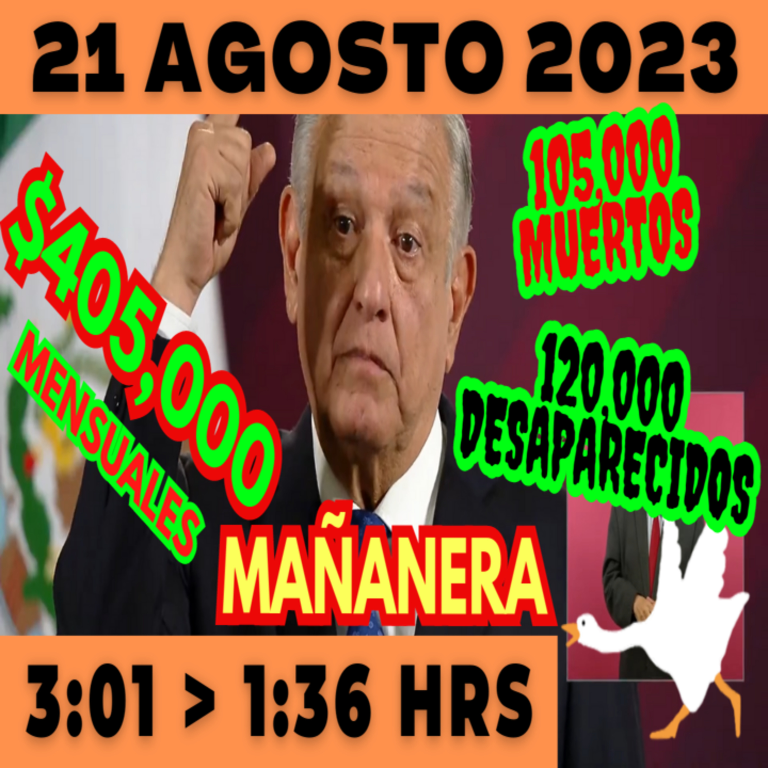 💩🐣 Conferencia de prensa matutina *Lunes 21 de Agosto 2023* Presidente AMLO de 3:01 a 1:36. episode artwork