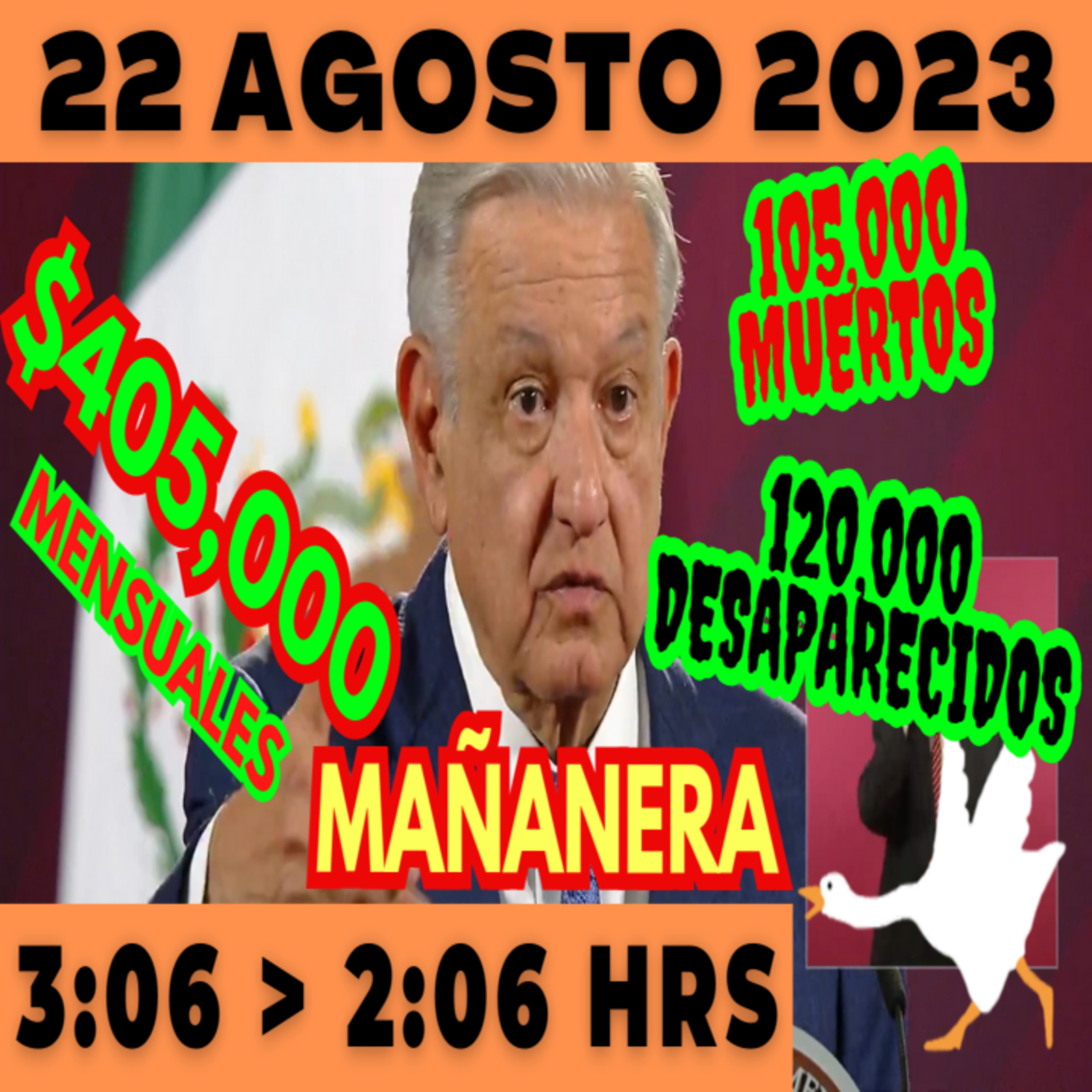 💩🐣 Conferencia de prensa matutina *Martes 22 de Agosto 2023* Presidente AMLO de 3:06 a 2:06. episode artwork