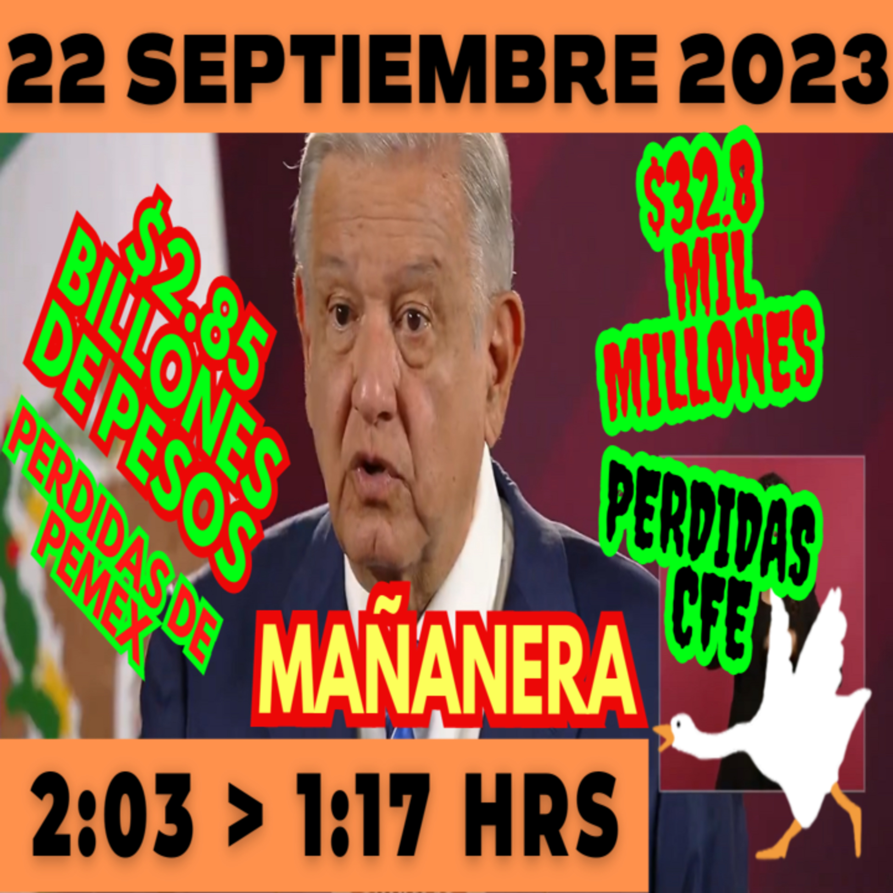 💩🐣 Conferencia de prensa matutina *Viernes 22 de Septiembre 2023* Presidente AMLO de 2:03 a 1:17. episode artwork