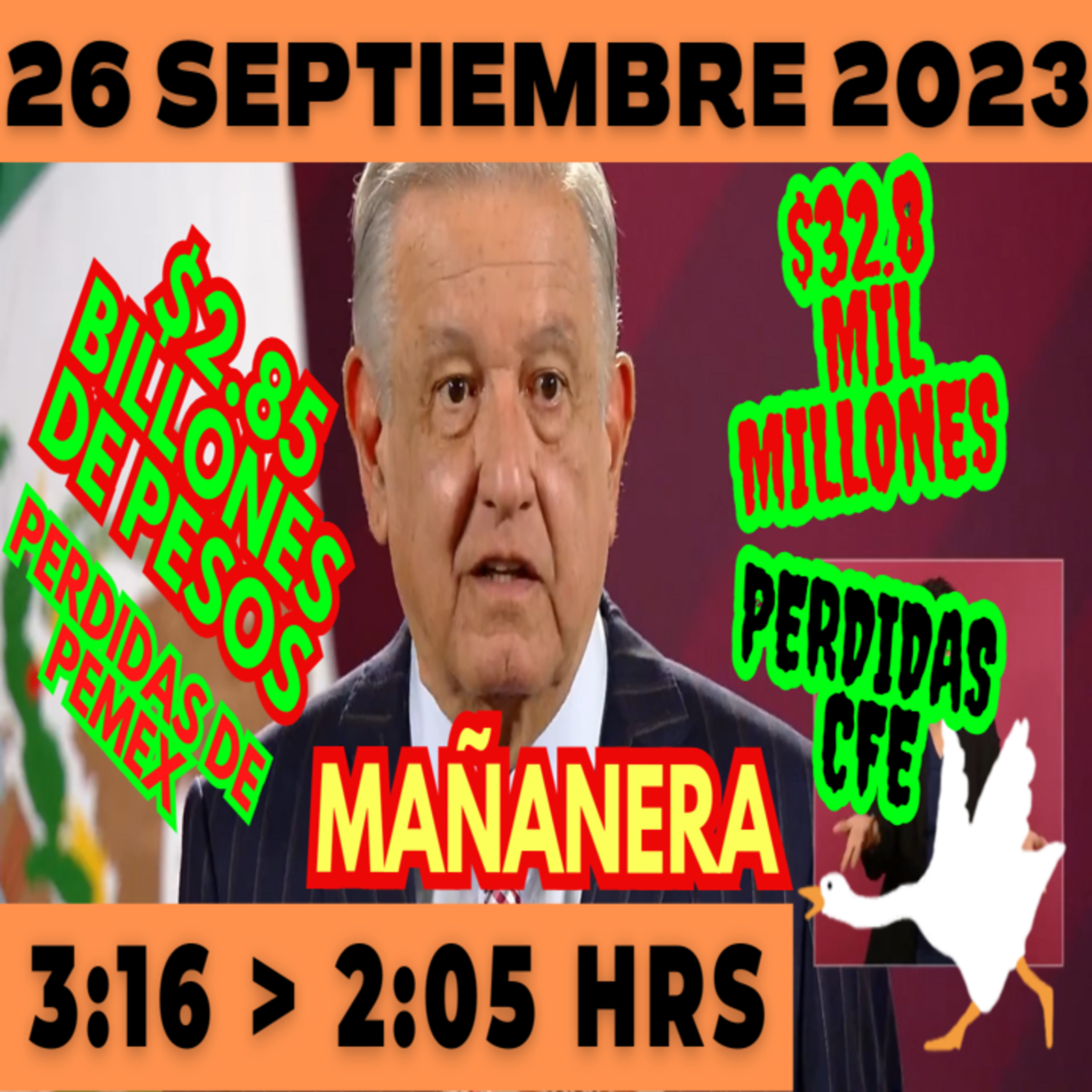 💩🐣 Conferencia de prensa matutina *Martes 26 de Septiembre 2023* Presidente AMLO de 3:16 a 2:05. episode artwork