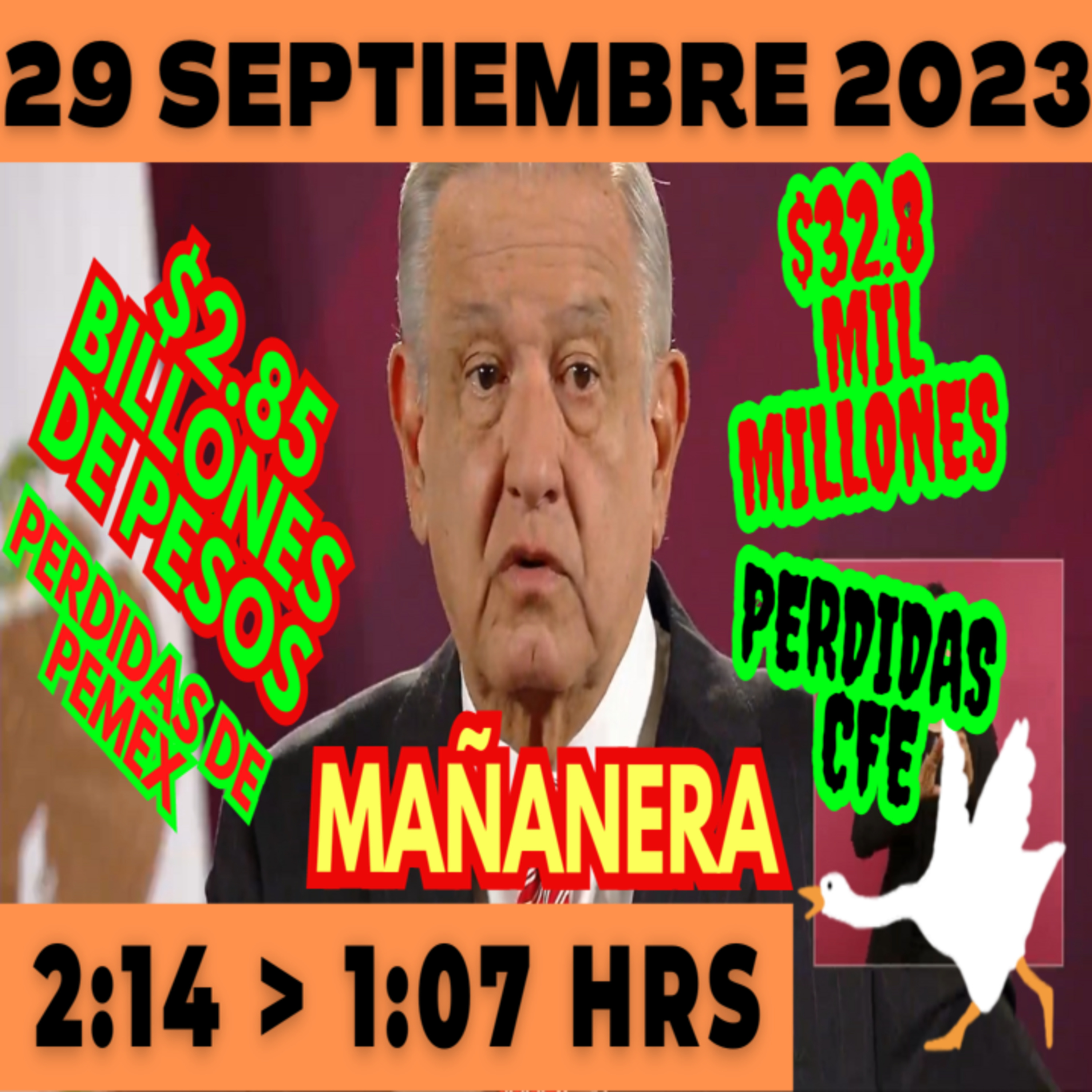 💩🐣 Conferencia de prensa matutina *Viernes 29 de Septiembre 2023* Presidente AMLO de 2:14 a 1:07. episode artwork
