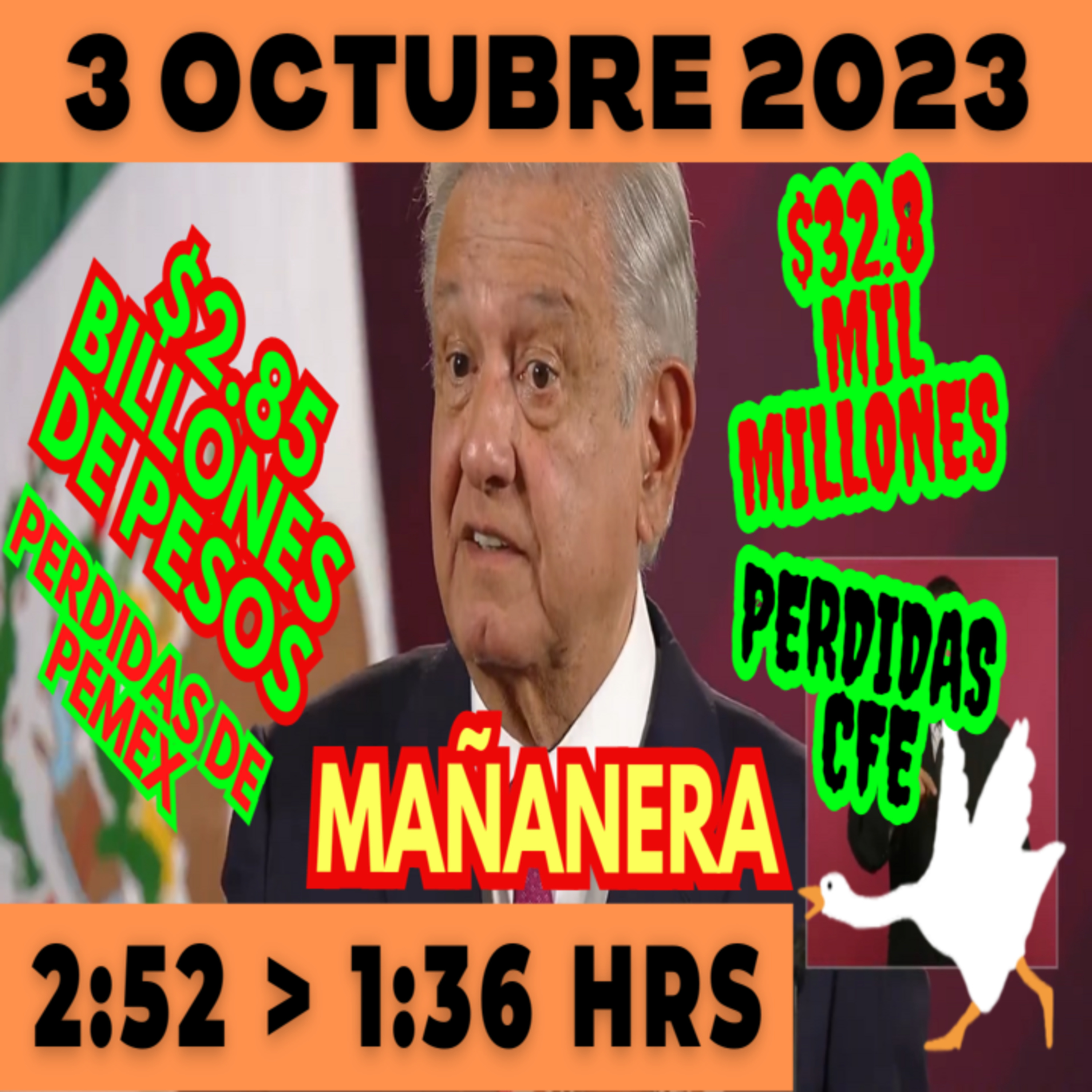 💩🐣 Conferencia de prensa matutina *Martes 3 de Octubre 2023* Presidente AMLO de 2:52 a 1:36. episode artwork