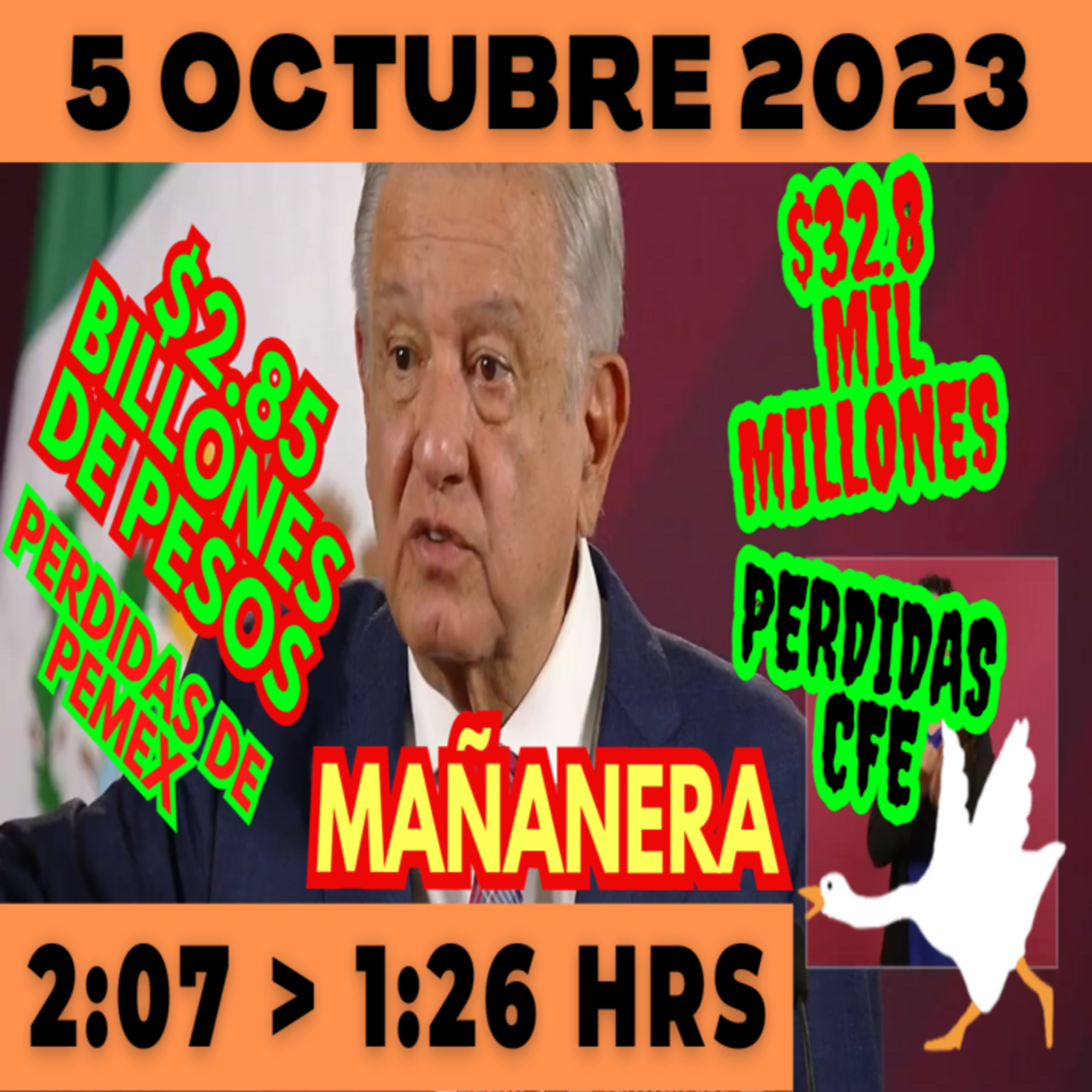 💩🐣 Conferencia de prensa matutina *Jueves 5 de Octubre 2023* Presidente AMLO de 2:07 a 1:26. episode artwork