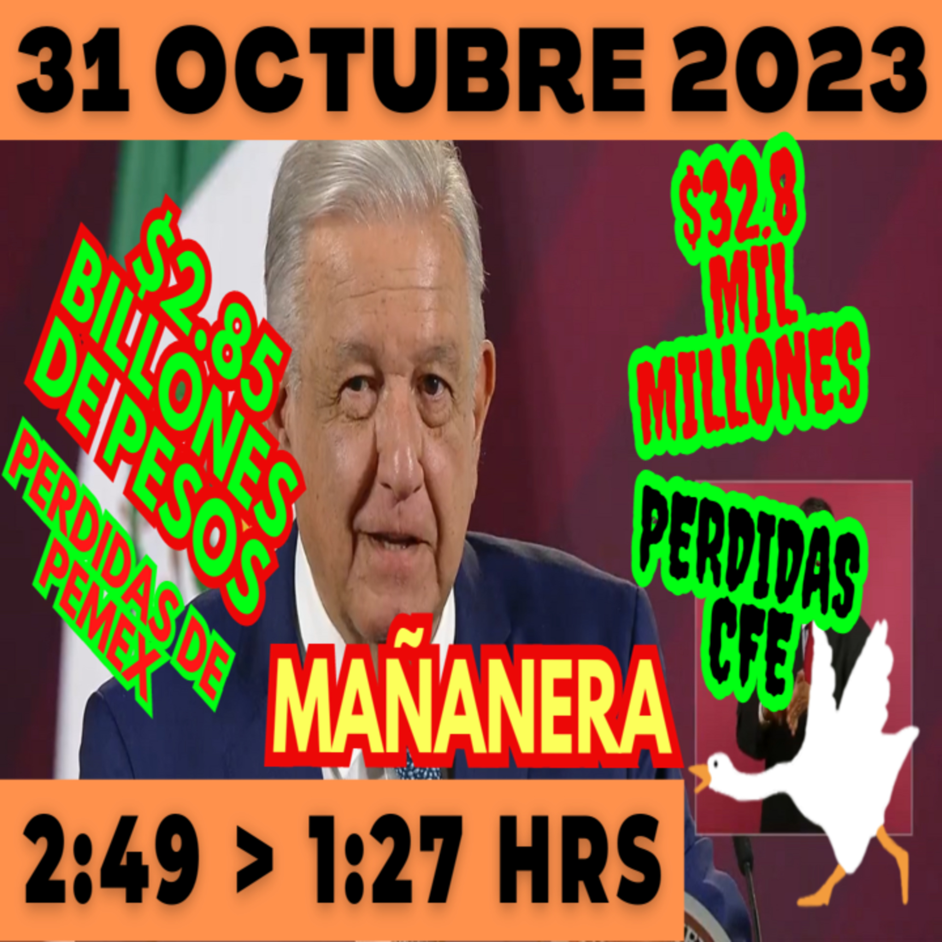 💩🐣 Conferencia de prensa matutina *Martes 31 de Octubre 2023* Presidente AMLO de 2:49 a 1:27. episode artwork