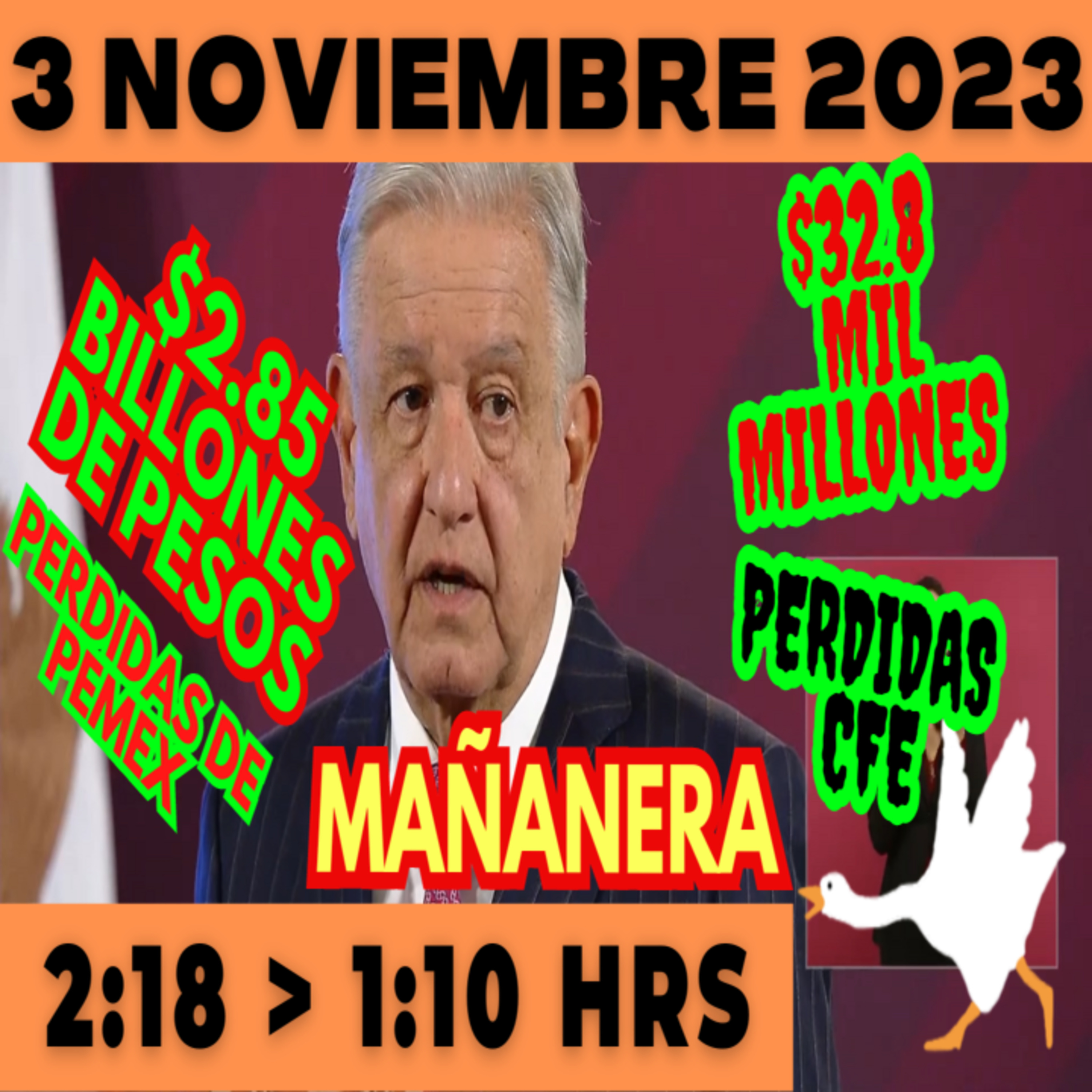 💩🐣 Conferencia de prensa matutina *Viernes 3 de Noviembre 2023* Presidente AMLO de 2:18 a 1:10. episode artwork