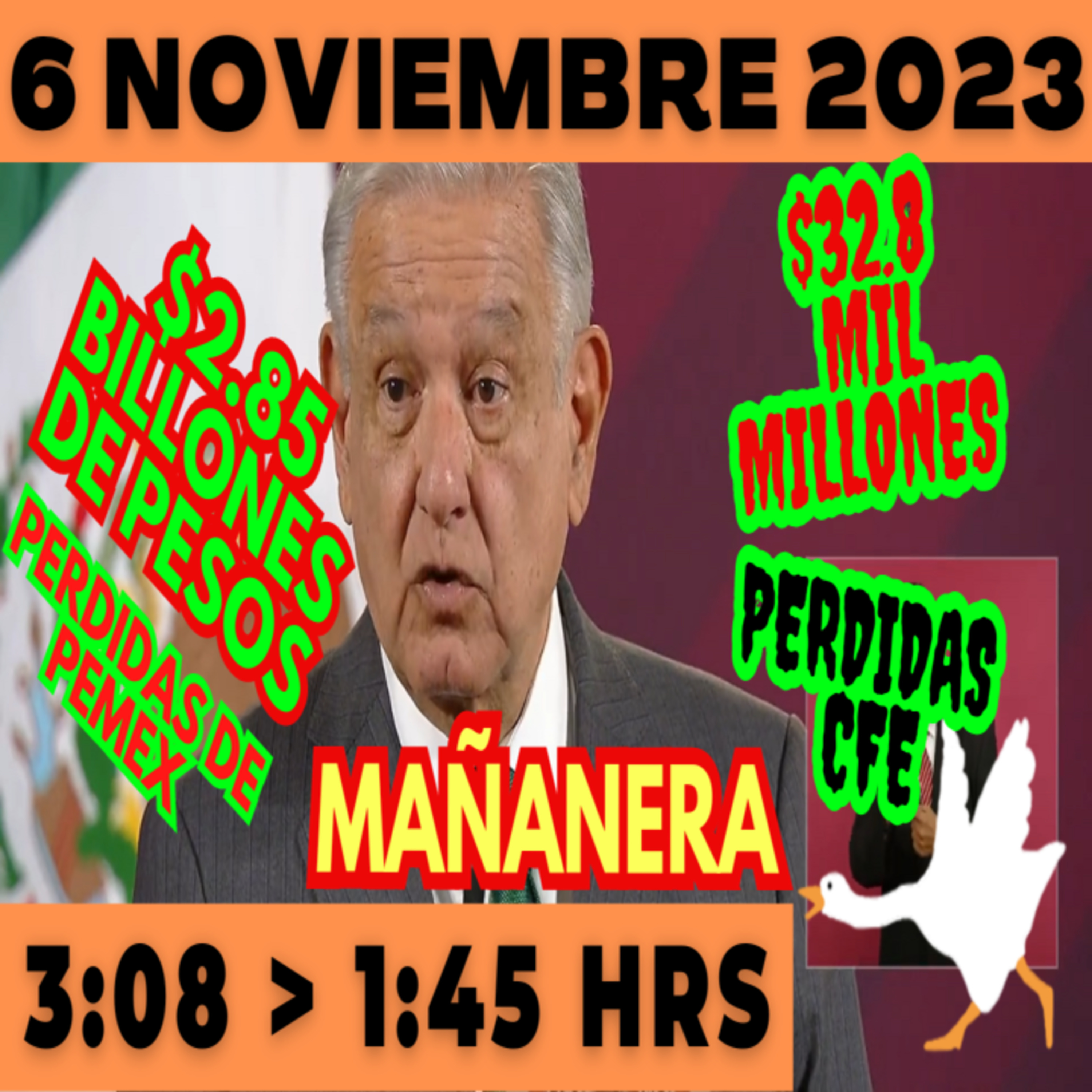 💩🐣 Conferencia de prensa matutina *Lunes 6 de Noviembre 2023* Presidente AMLO de 3:08 a 1:45. episode artwork