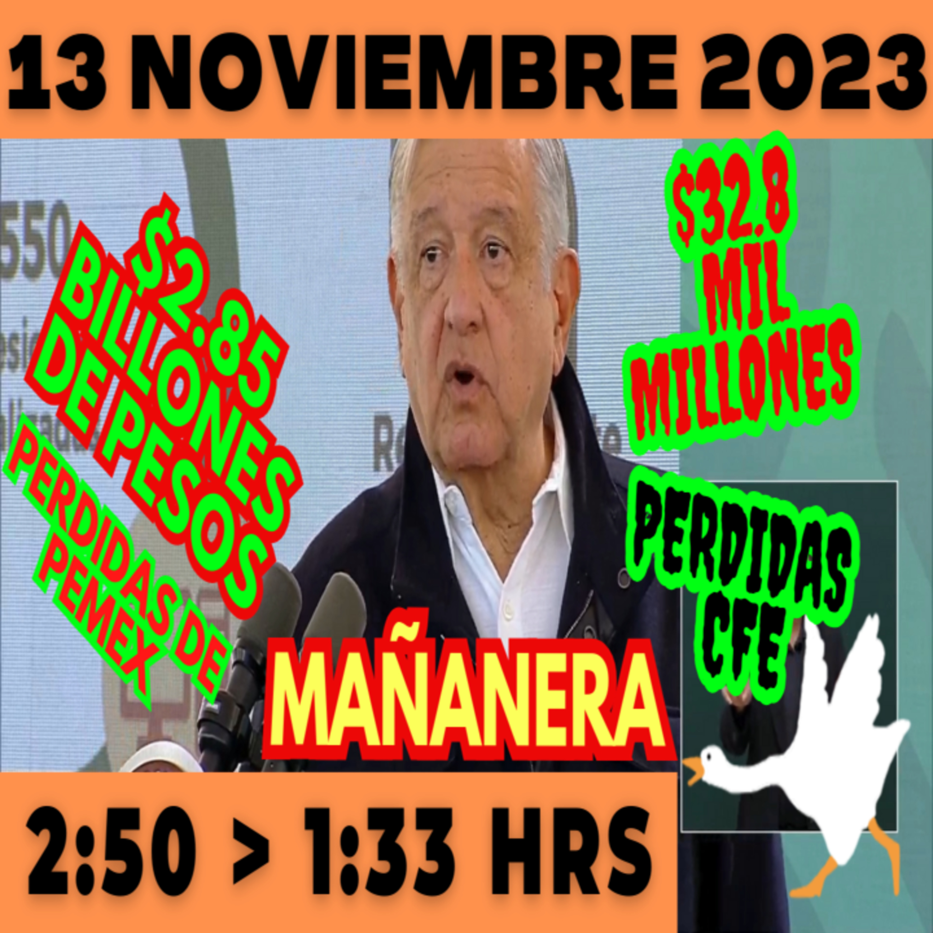 💩🐣 Conferencia de prensa matutina *Lunes 13 de Noviembre 2023* Presidente AMLO de 2:50 a 1:33. episode artwork