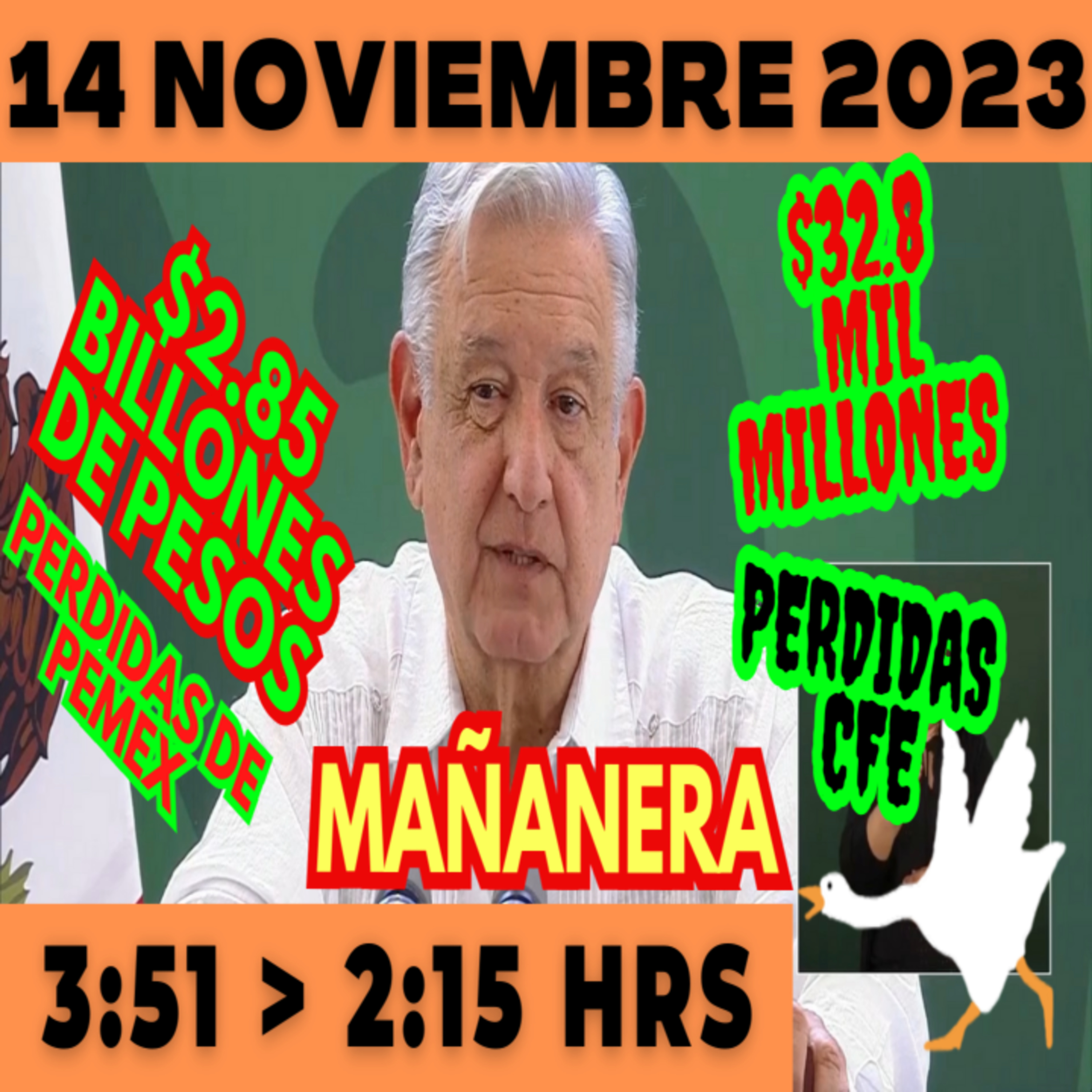 💩🐣 Conferencia de prensa matutina *Martes 14 de Noviembre 2023* Presidente AMLO de 3:51 a 2:15. episode artwork