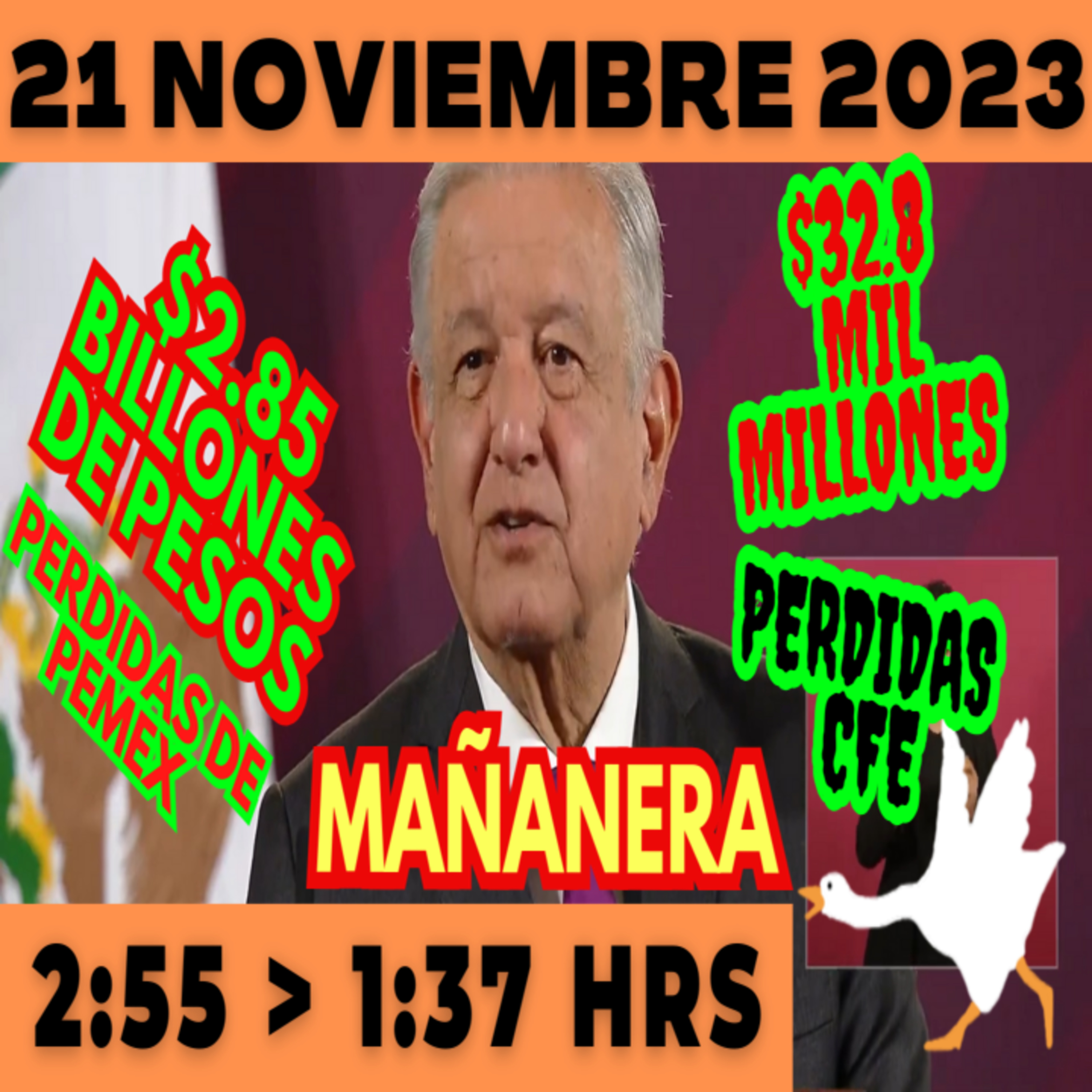 💩🐣 Conferencia de prensa matutina *Martes 21 de noviembre 2023* Presidente AMLO de 2:55 a 1:37. episode artwork