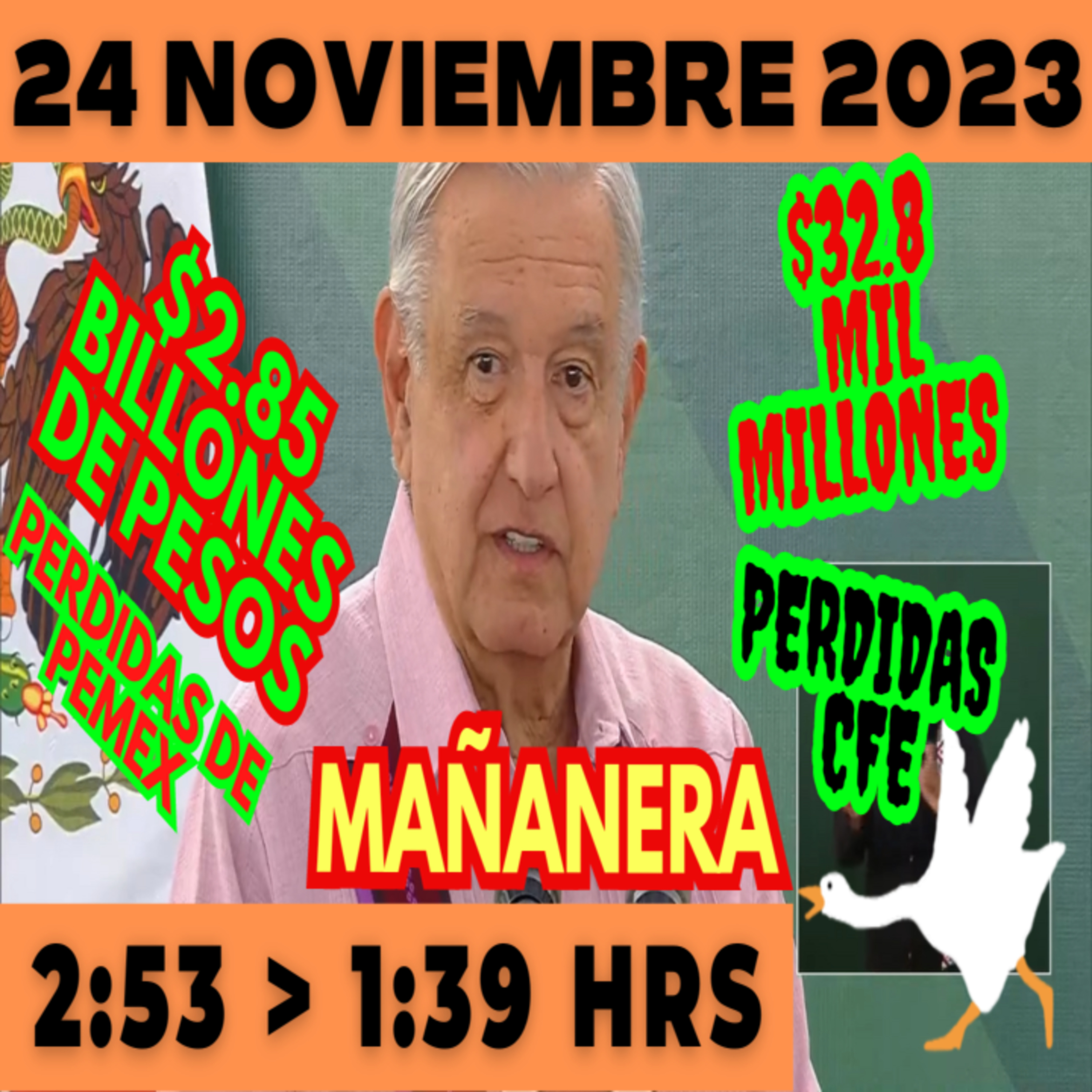 💩🐣 Conferencia de prensa matutina *Viernes 24 de noviembre 2023* Presidente AMLO de 2:53 a 1:39. episode artwork
