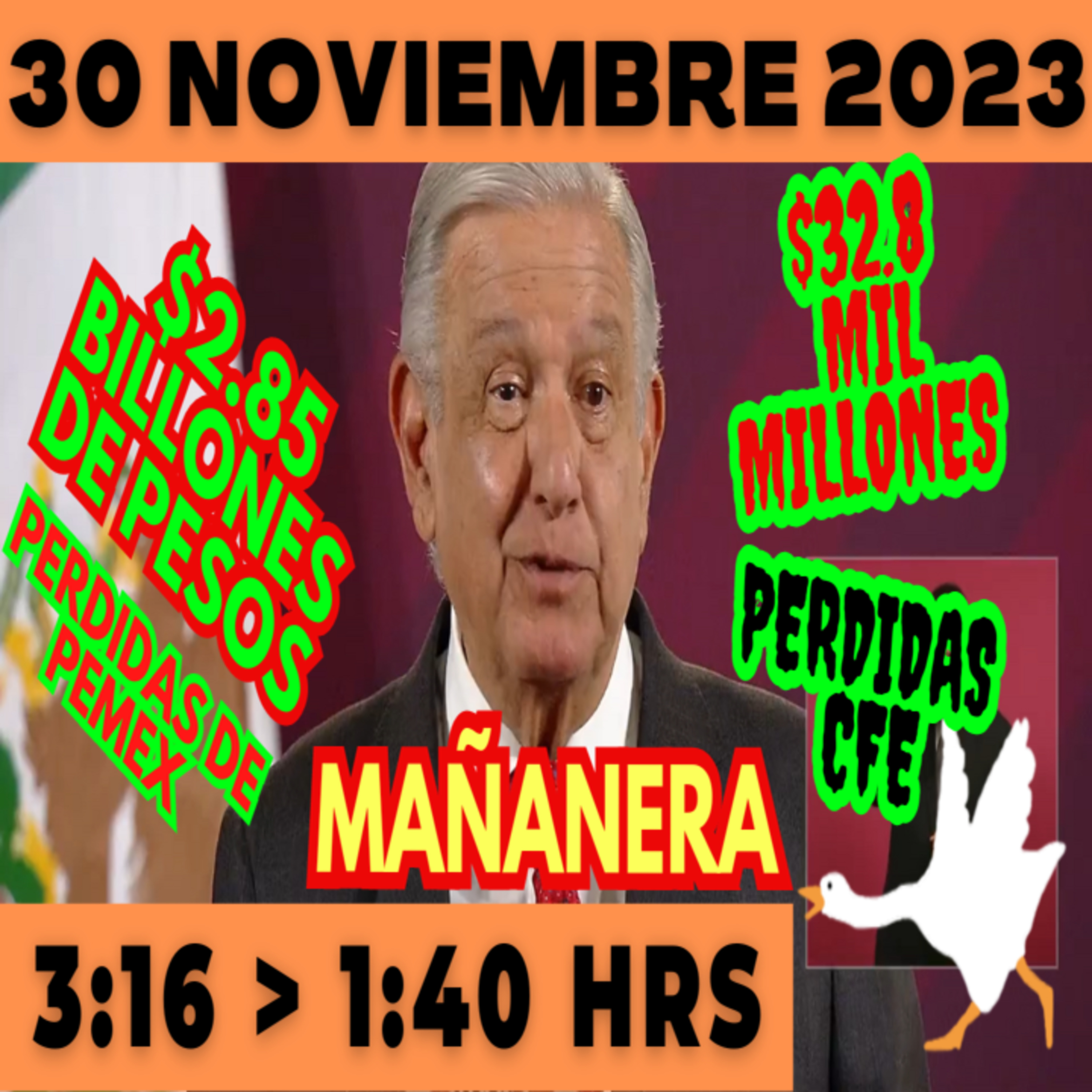 💩🐣 Conferencia de prensa matutina *Jueves 30 de noviembre 2023* Presidente AMLO de 3:16 a 1:40. episode artwork