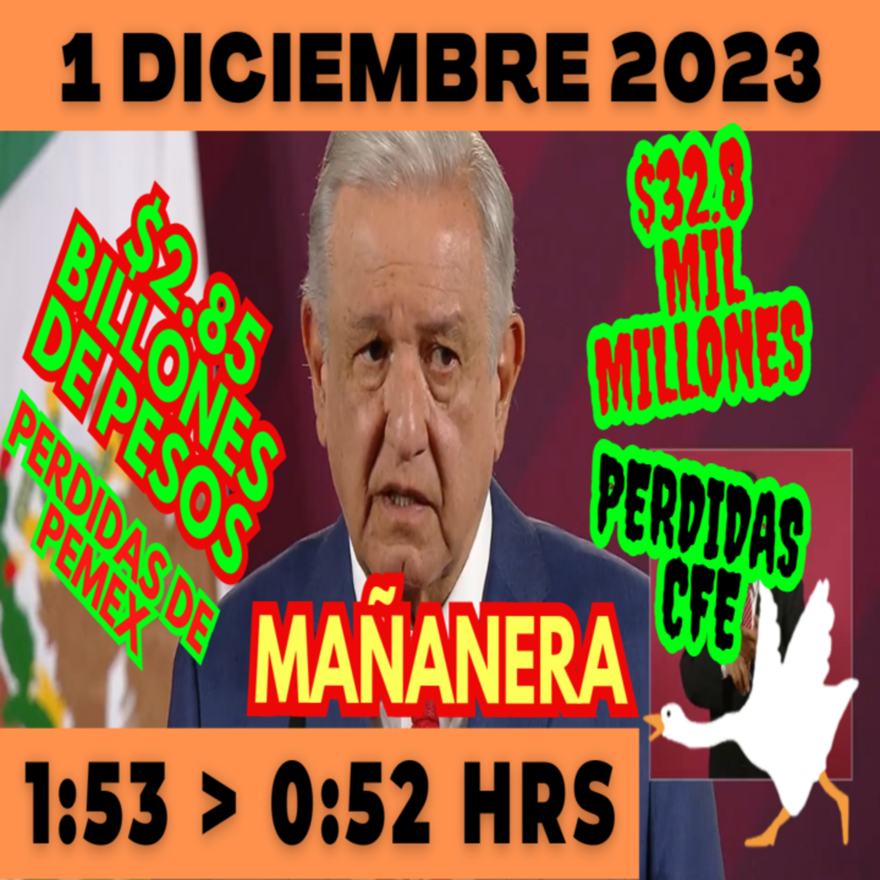 💩🐣 Conferencia de prensa matutina *Viernes 1 de Diciembre 2023* Presidente AMLO de 1:53 a 0:52. episode artwork