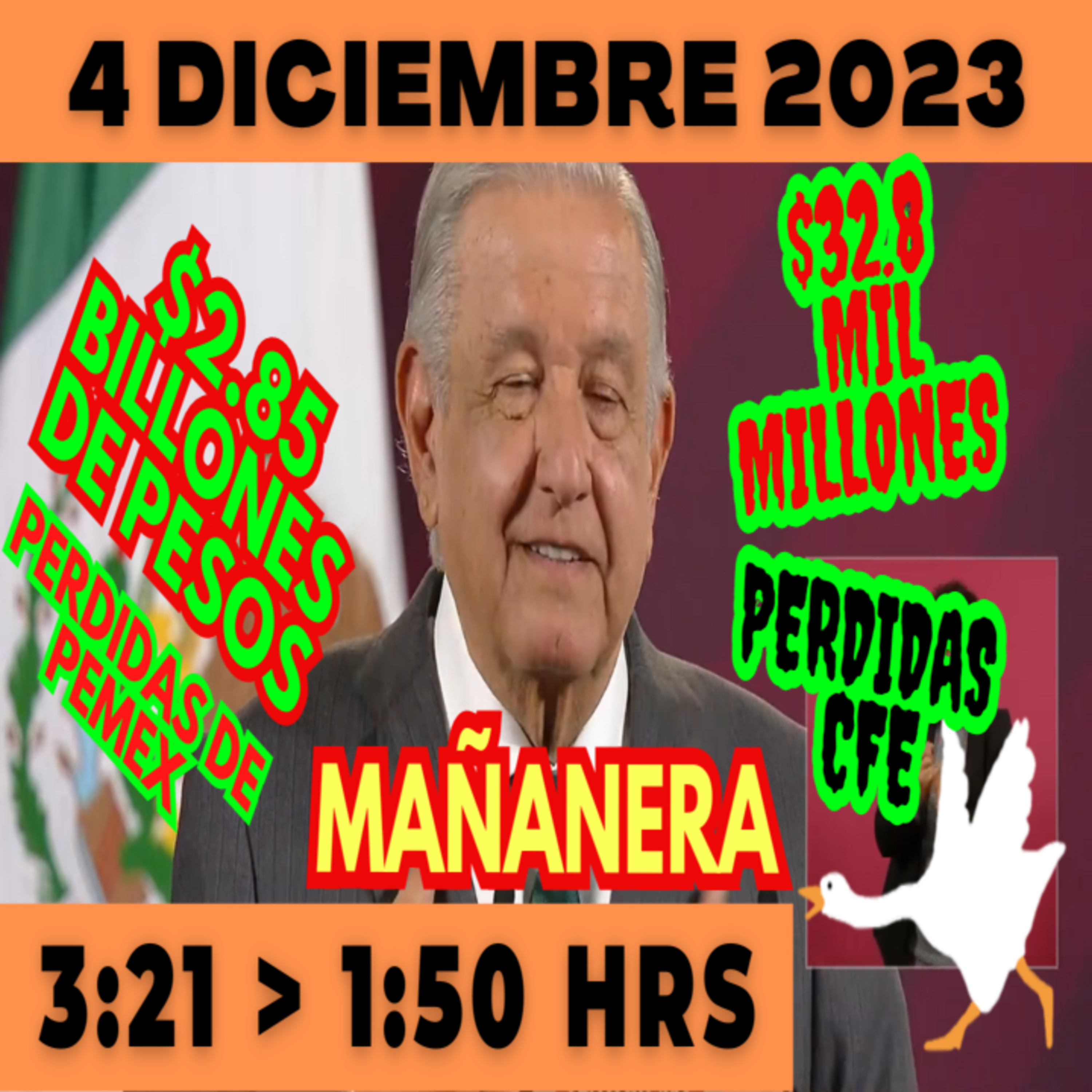 💩🐣 Conferencia de prensa matutina *Lunes 4 de Diciembre 2023* Presidente AMLO de 3:21 a 1:50. episode artwork