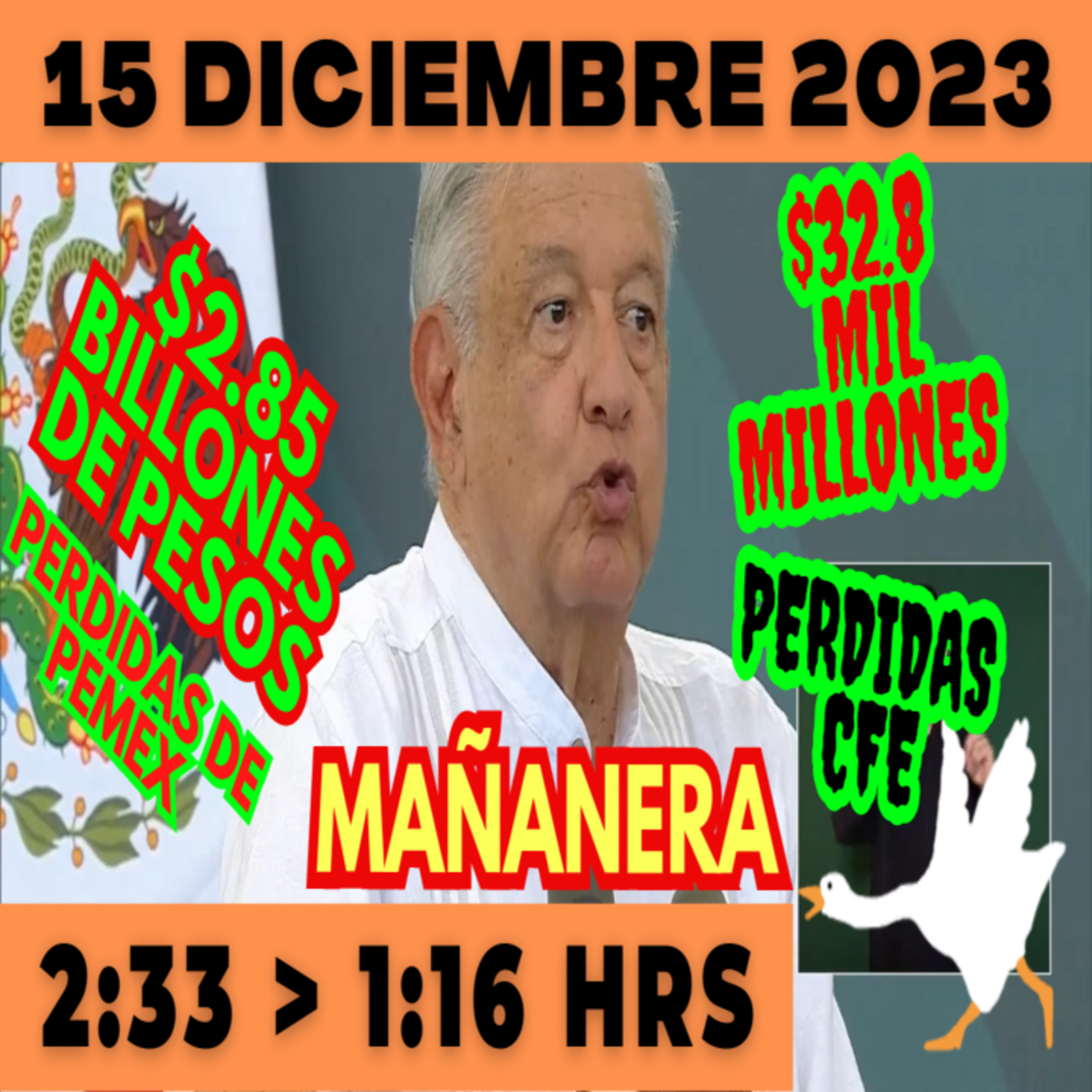 💩🐣 Conferencia de prensa matutina *Viernes 15 de diciembre 2023* Presidente AMLO de 2:33 a 1:16. episode artwork