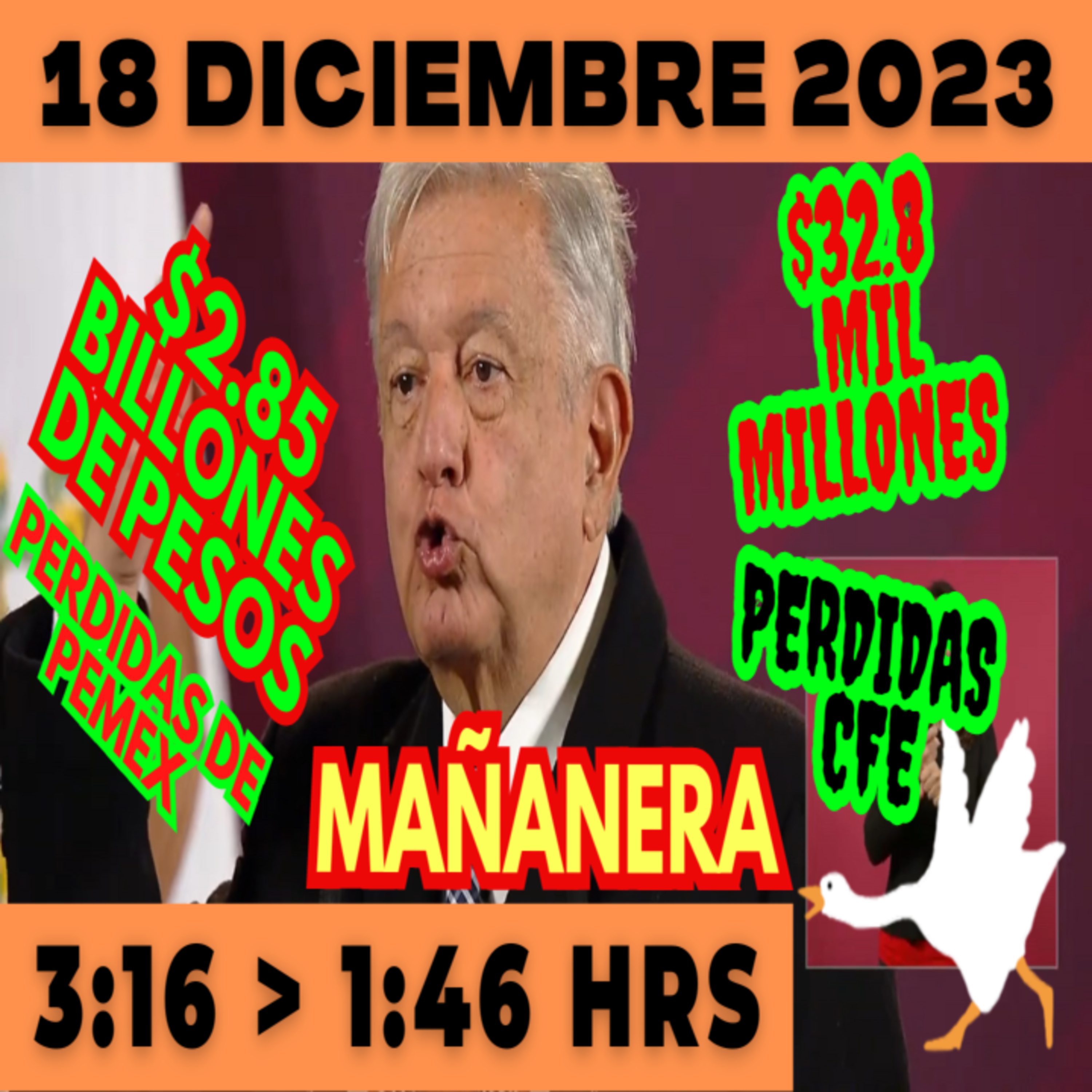 💩🐣 Conferencia de prensa matutina *Lunes 18 de diciembre 2023* Presidente AMLO de 3:16 a 1:46. episode artwork