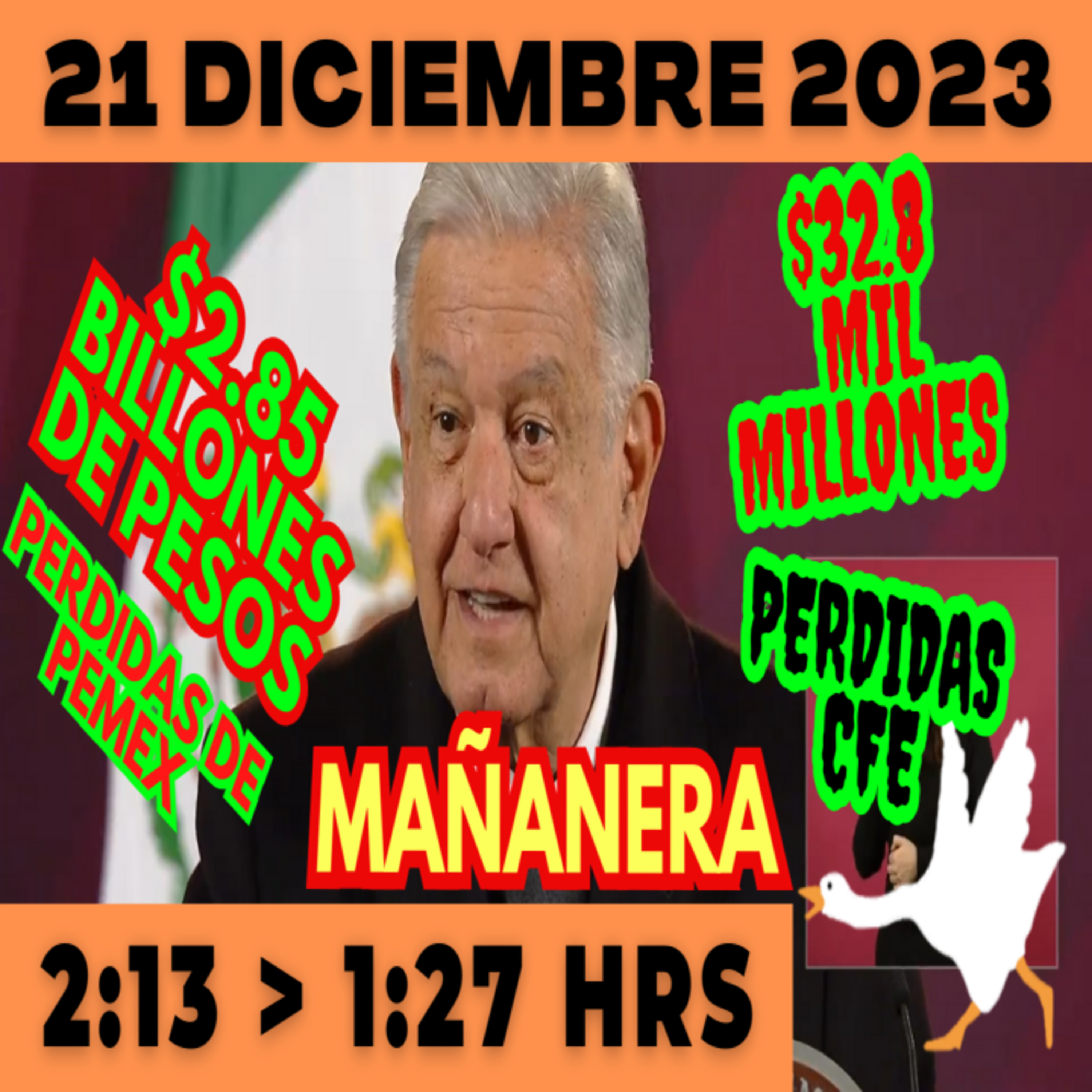 💩🐣 Conferencia de prensa matutina *Jueves 21 de diciembre 2023* Presidente AMLO de 2:13 a 1:27. episode artwork