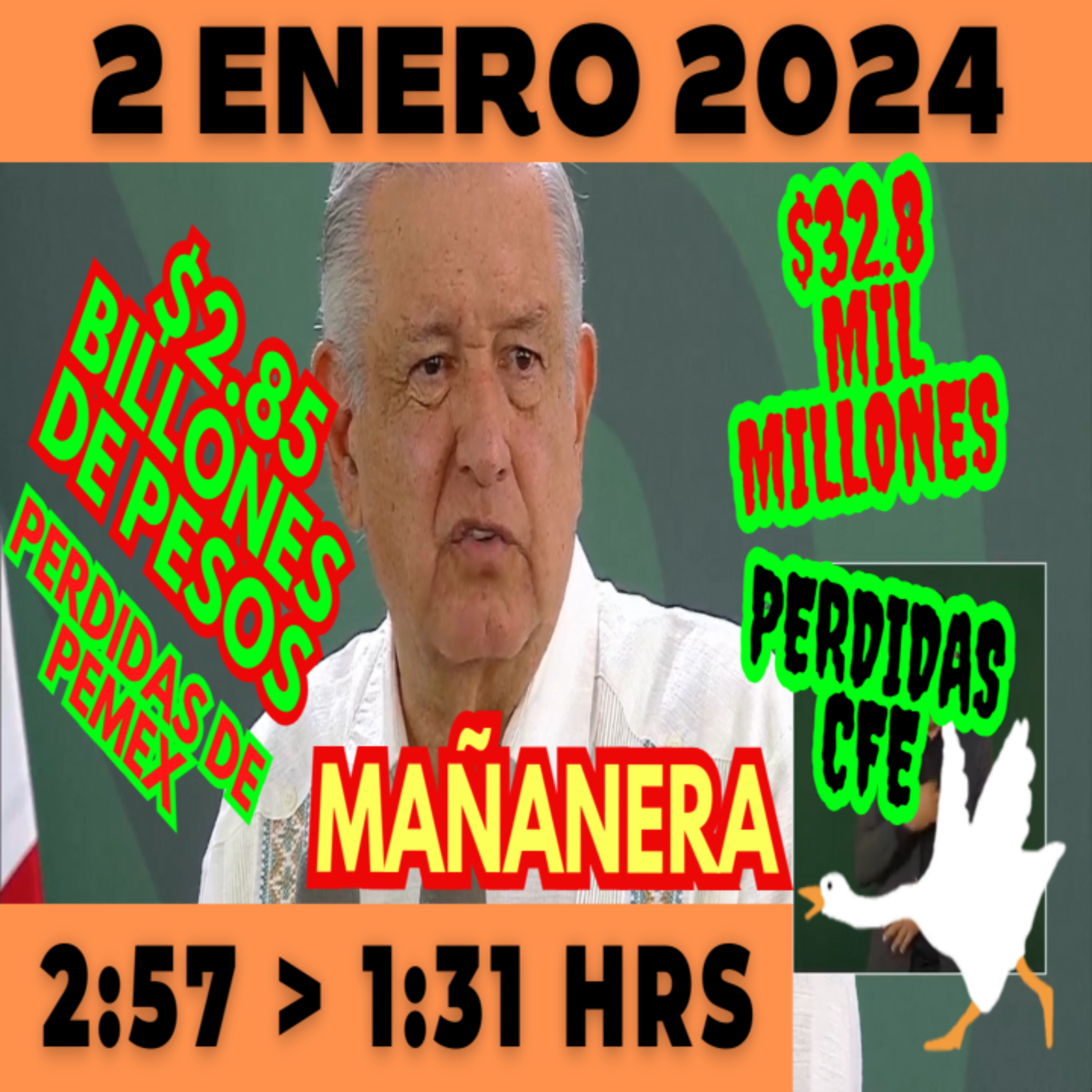 💩🐣 Conferencia de prensa matutina *Martes 02 de enero 2024* Presidente AMLO de 2:57 a 1:31. episode artwork