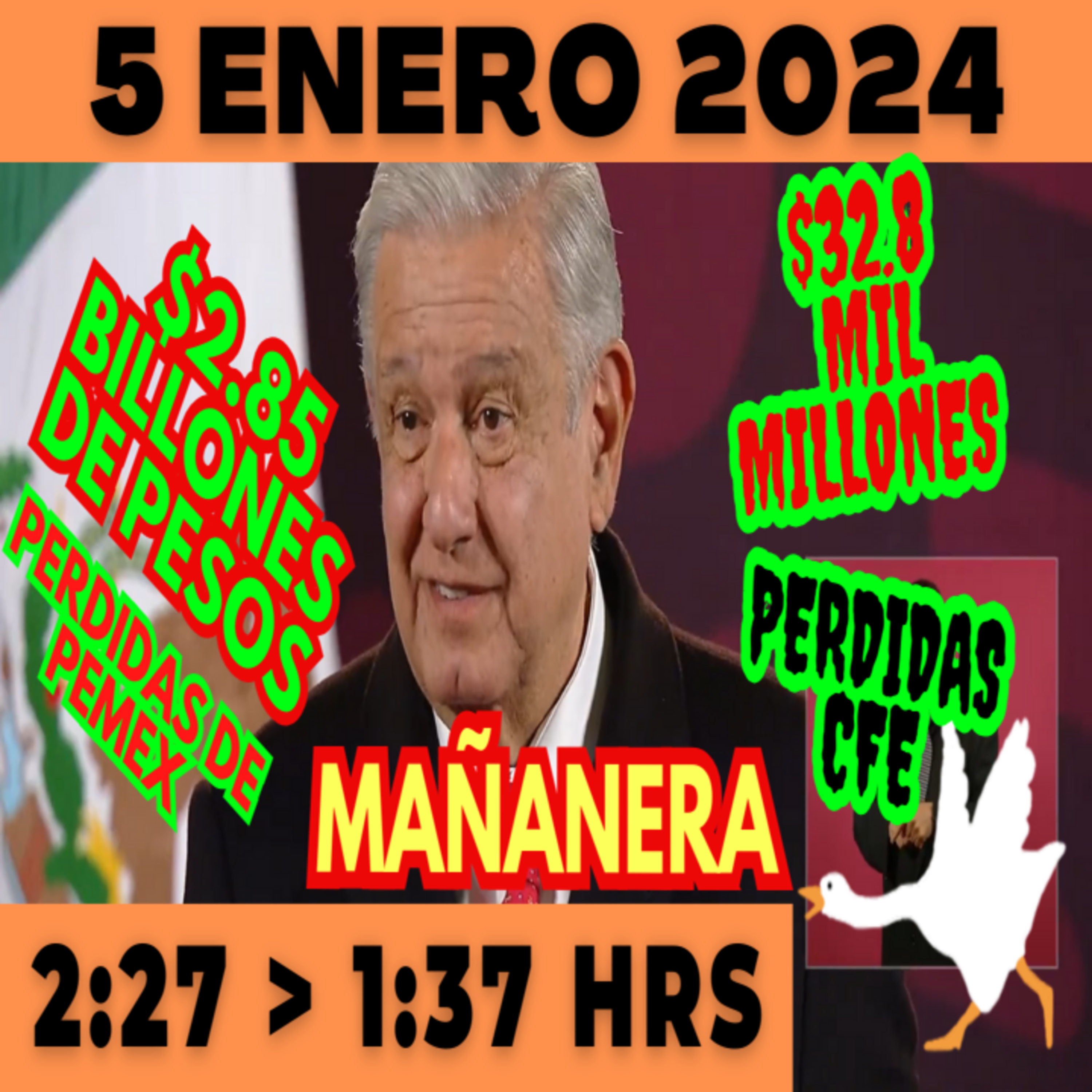 💩🐣 Conferencia de prensa matutina *Viernes 05 de enero 2024* Presidente AMLO de 2:27 a 1:37. episode artwork