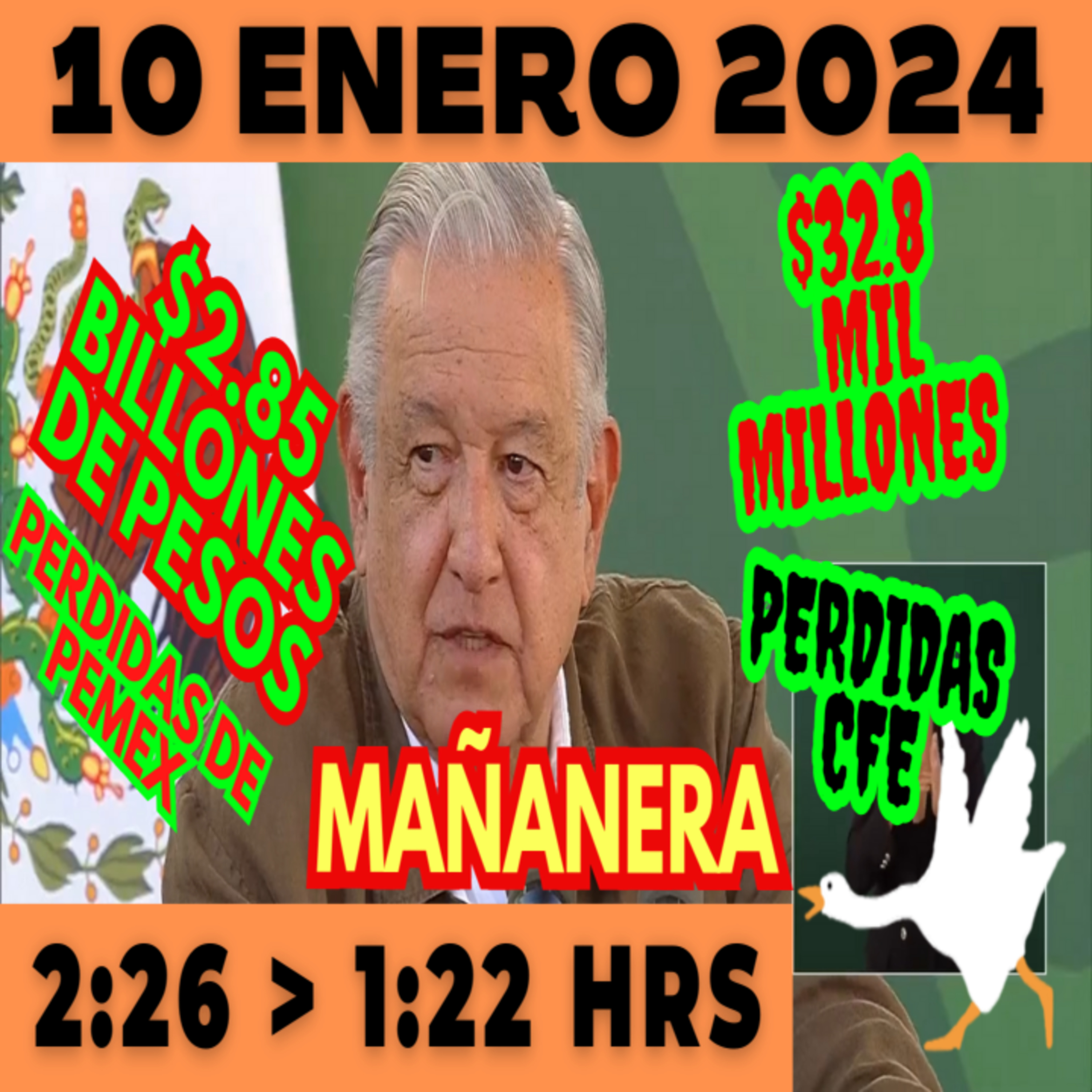 💩🐣 Conferencia de prensa matutina *Miércoles 10 de enero 2024* Presidente AMLO de 2:26 a 1:22. episode artwork