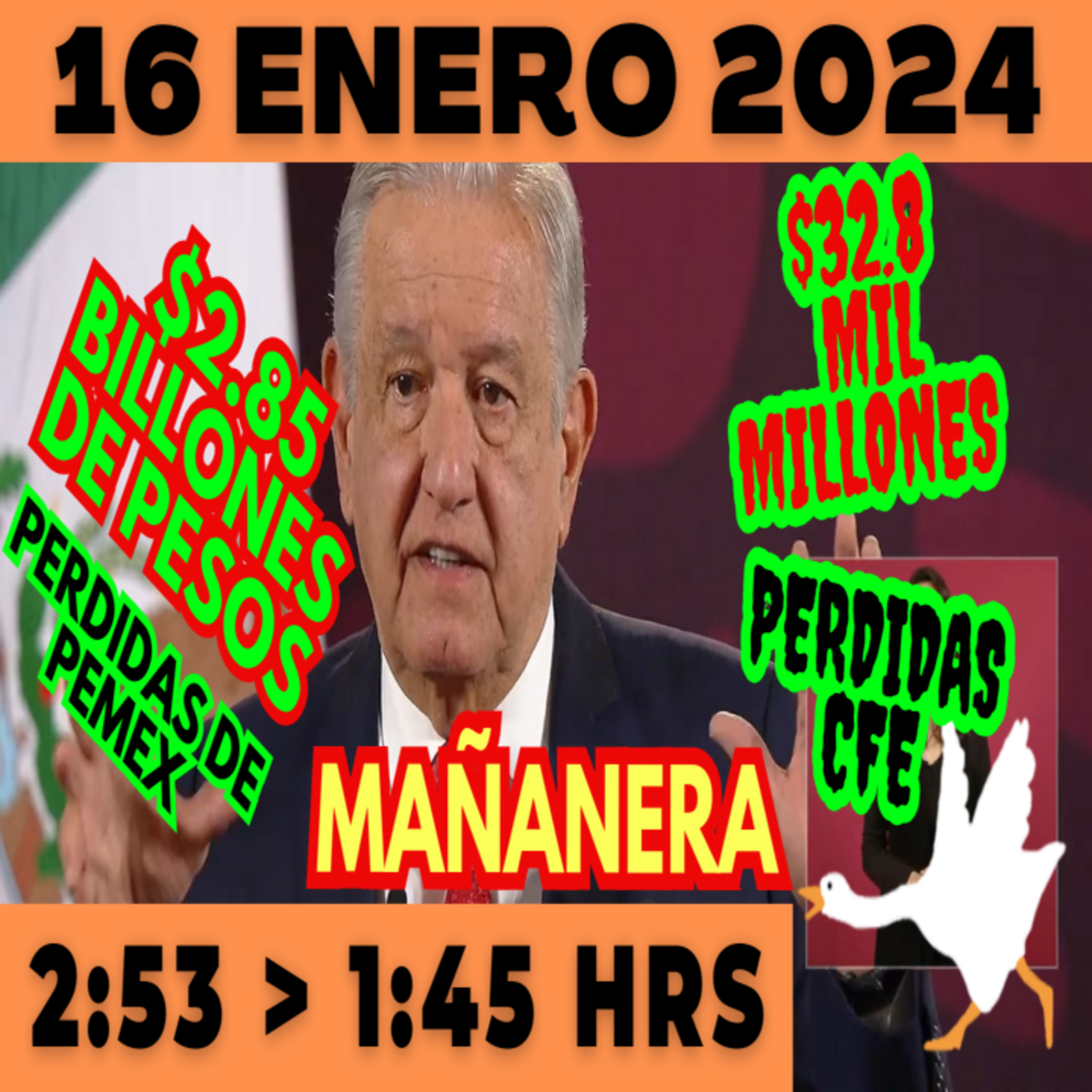 💩🐣 Conferencia de prensa matutina *Martes 16 de enero 2024* Presidente AMLO de 2:53 a 1:45. episode artwork