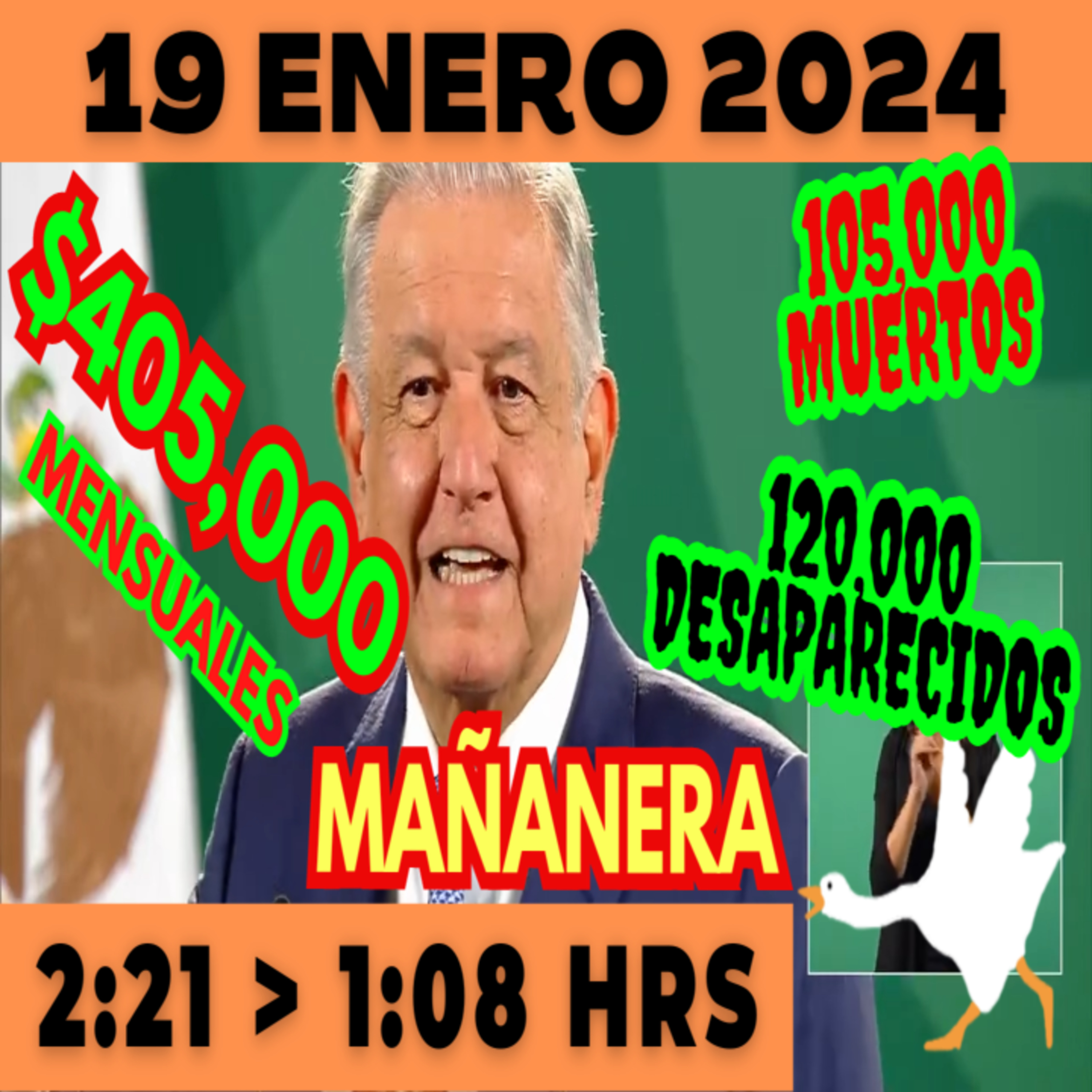 💩🐣 Conferencia de prensa matutina *Viernes 19 de enero 2024* Presidente AMLO de 2:21 a 1:08. episode artwork