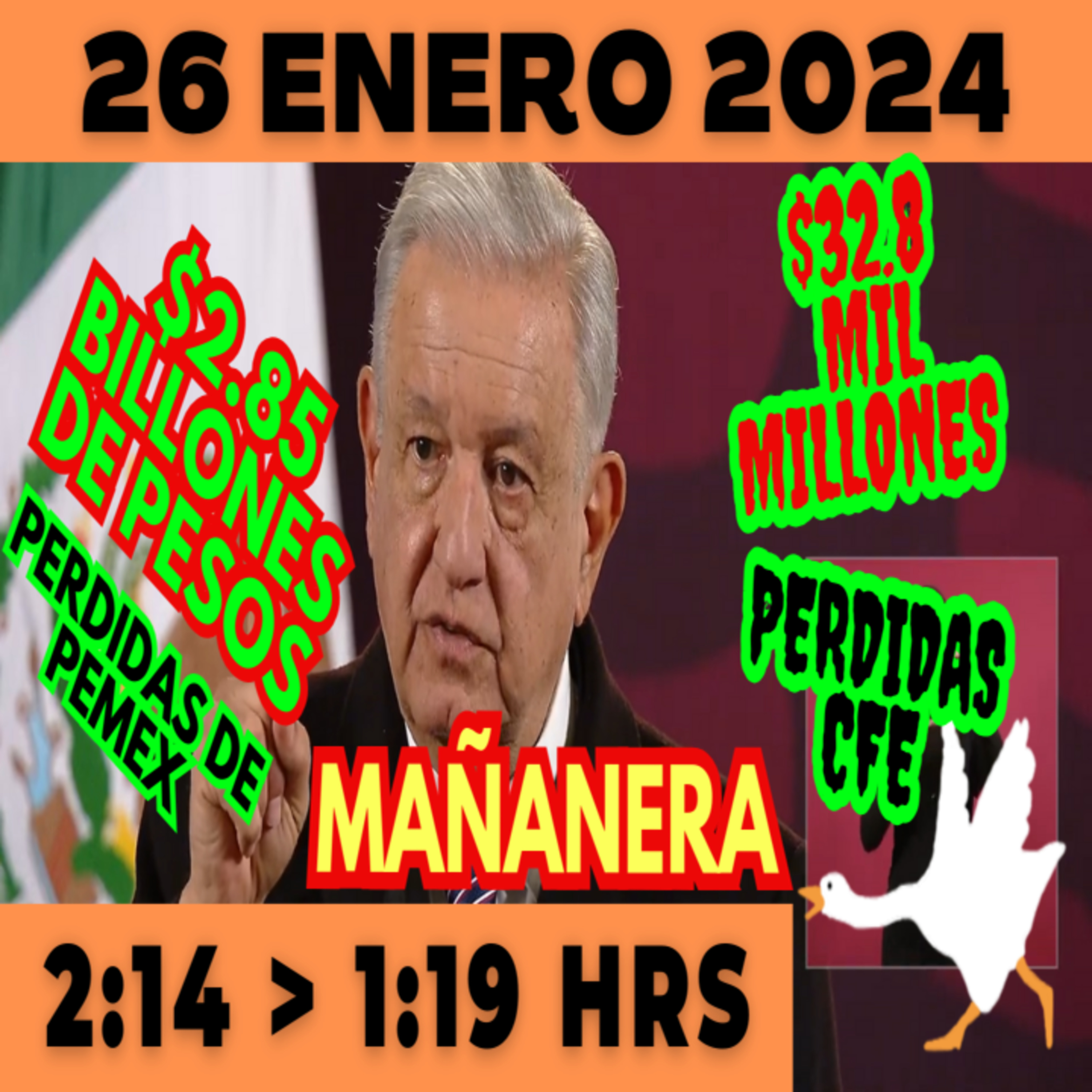 💩🐣 Conferencia de prensa matutina *Viernes 26 de enero 2024* Presidente AMLO de 2:14 a 1:19. episode artwork