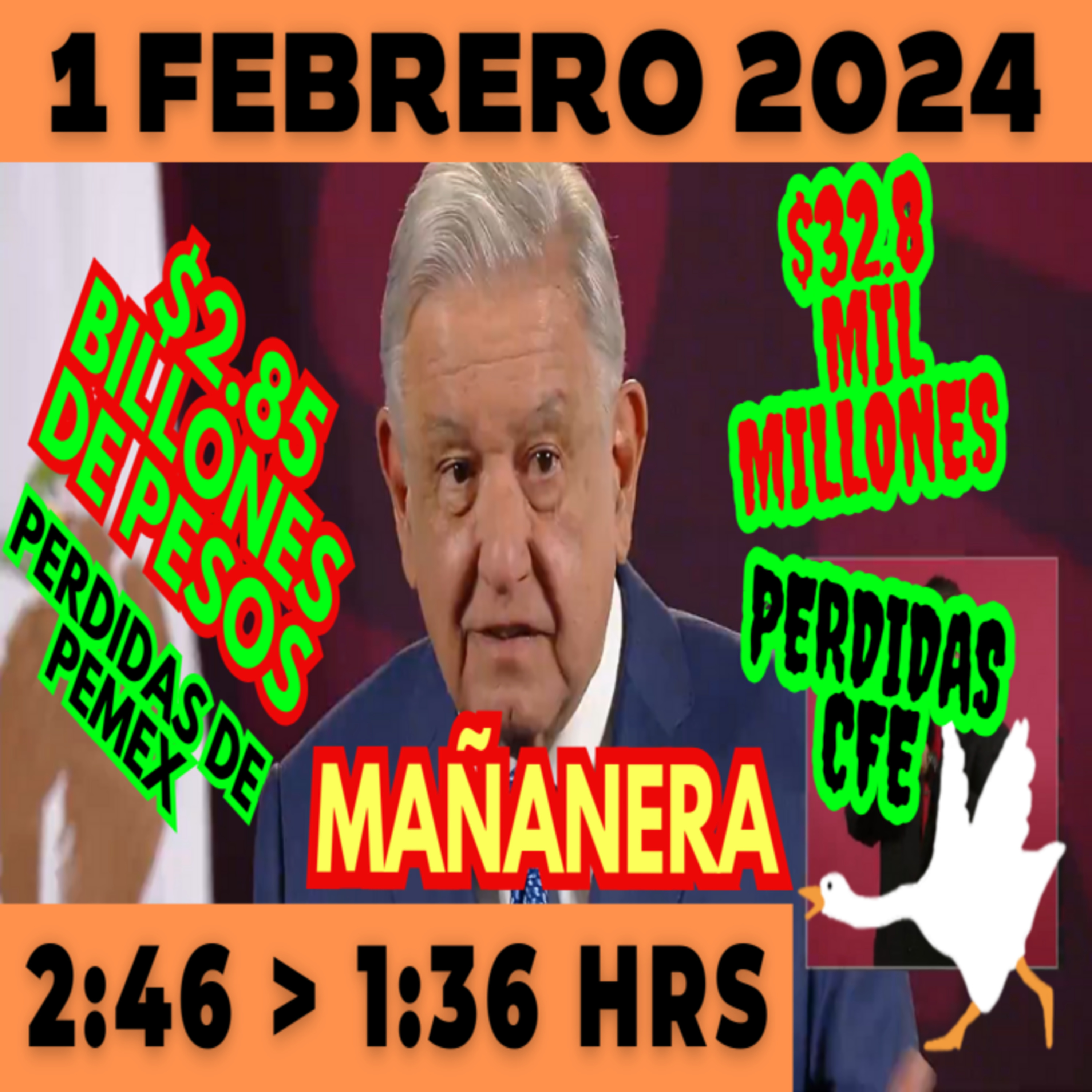💩🐣 Conferencia de prensa matutina *Jueves 01 de febrero 2024* Presidente AMLO de 2:46 a 1:36. episode artwork