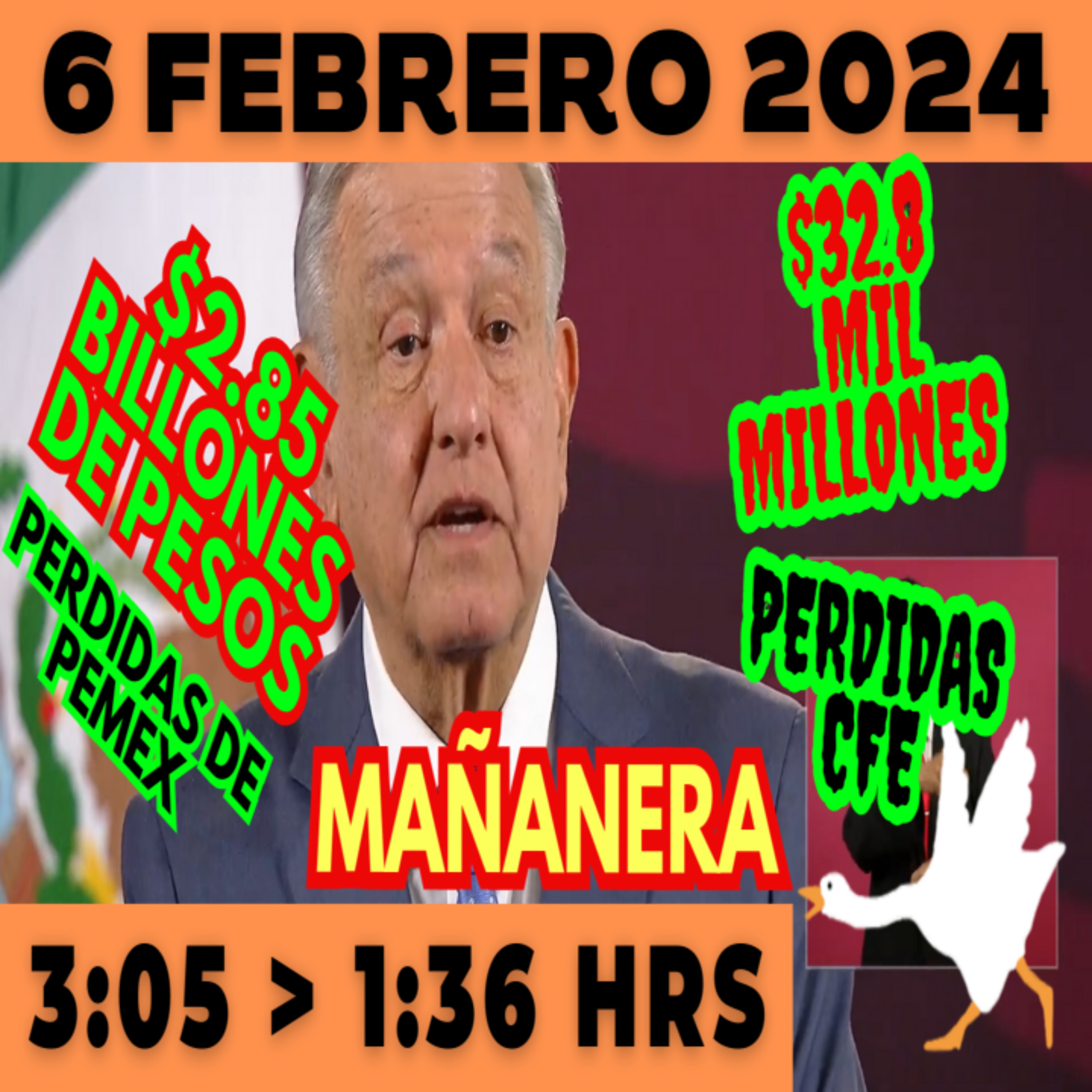 💩🐣 Conferencia de prensa matutina *Martes 06 de febrero 2024* Presidente AMLO de 3:05 a 1:36. episode artwork