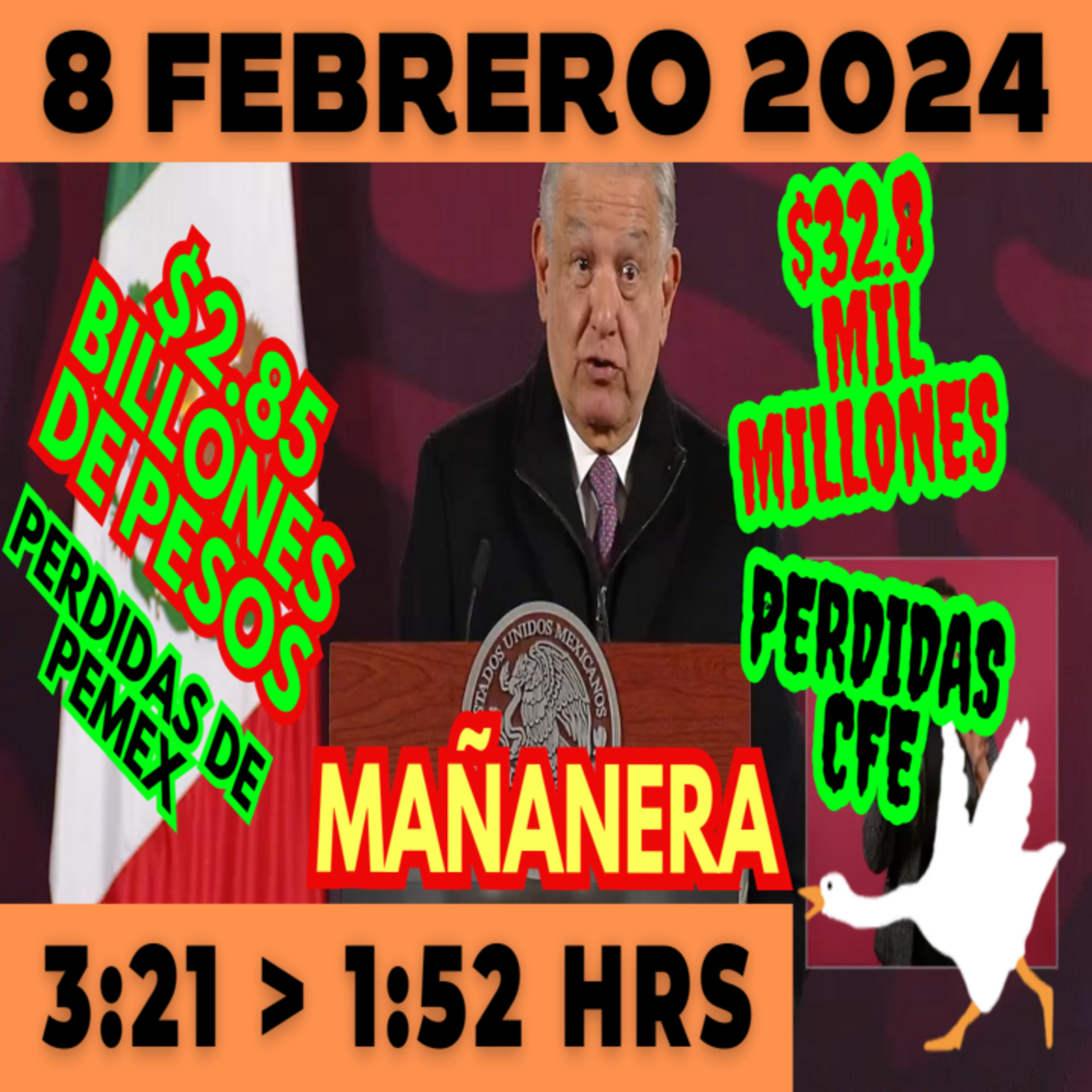 💩🐣 Conferencia de prensa matutina *Jueves 08 de febrero 2024* Presidente AMLO de 3:21 a 1:52. episode artwork