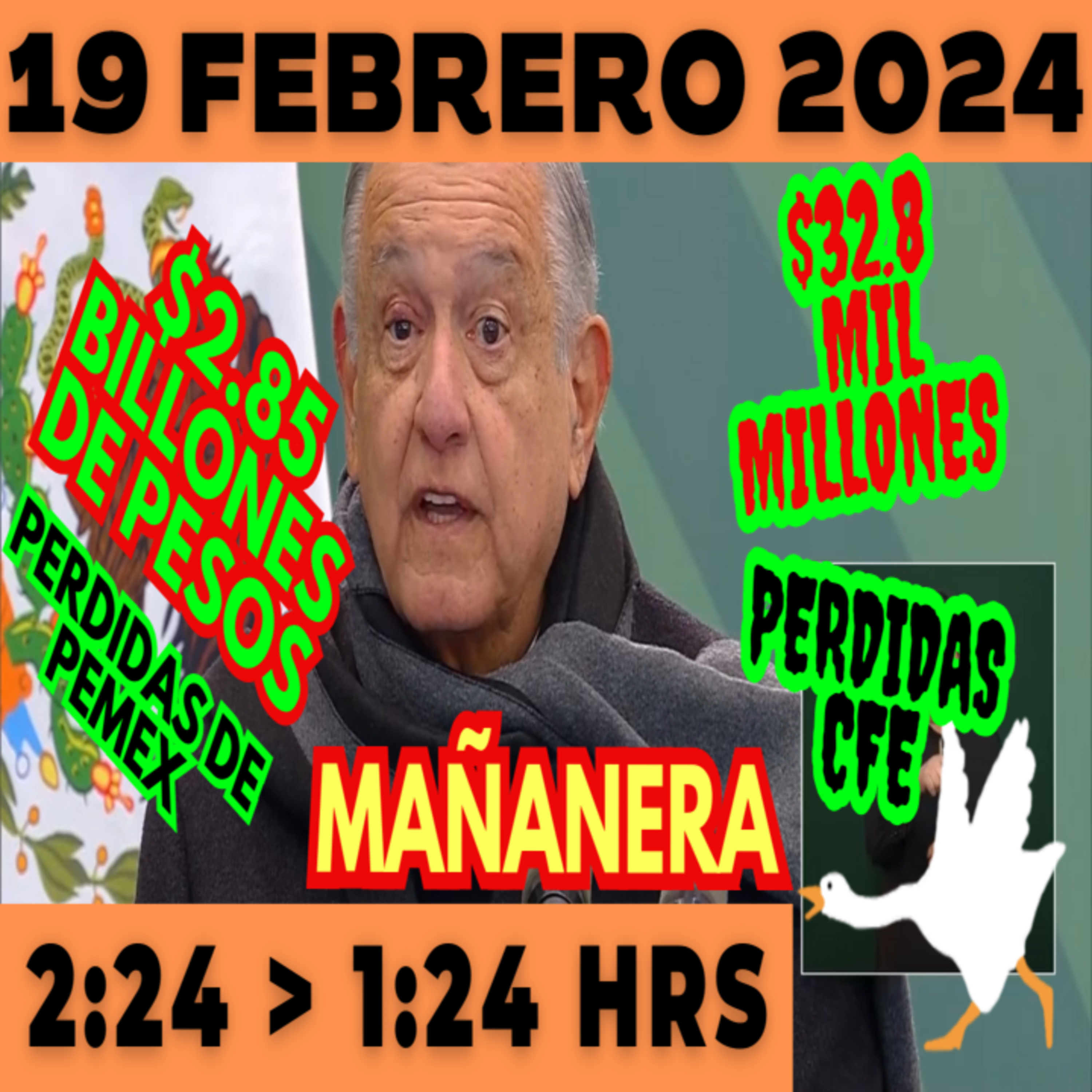 💩🐣 Conferencia de prensa matutina *Lunes 19 de febrero 2024* Presidente AMLO de 2:24 a 1:24. episode artwork