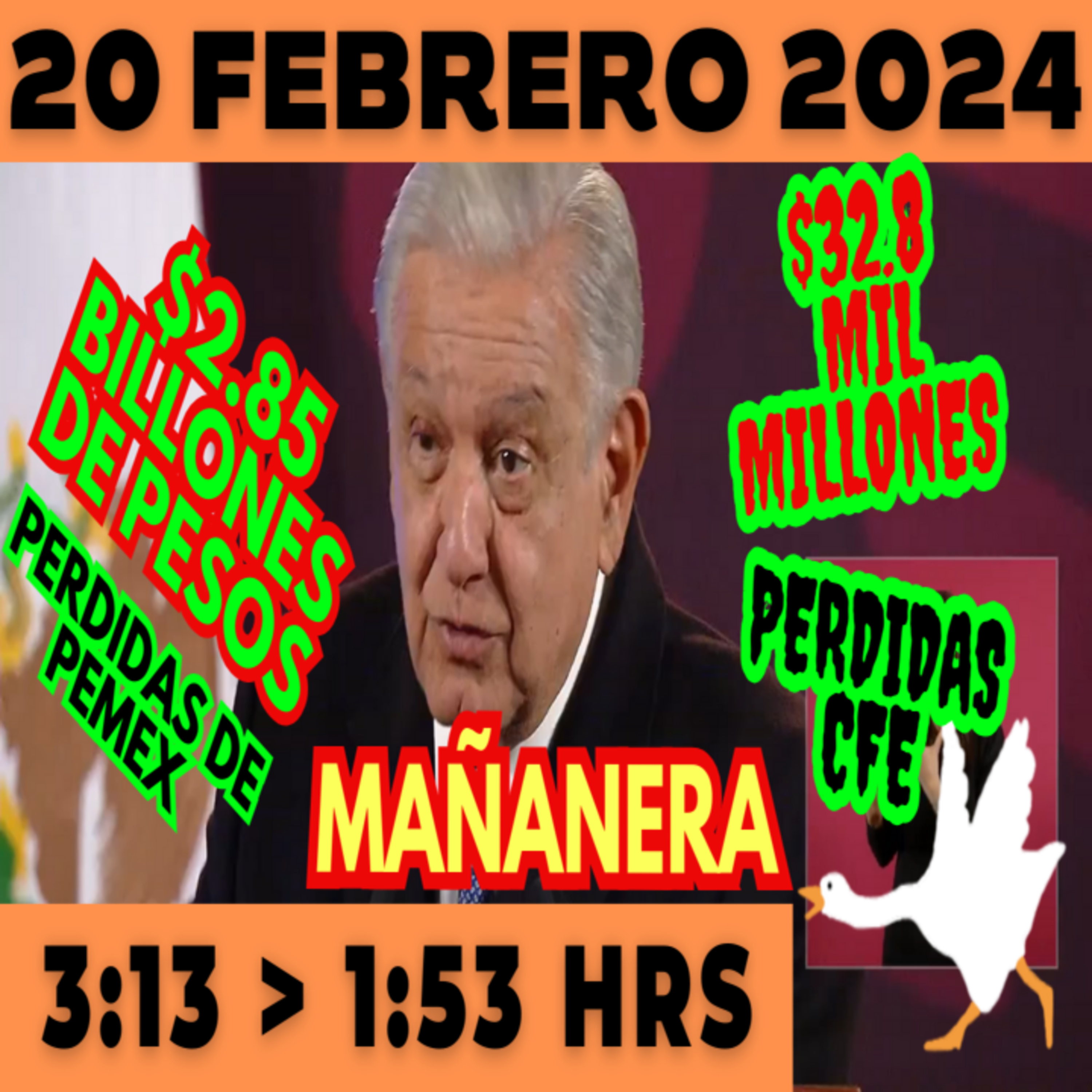 💩🐣 Conferencia de prensa matutina *Martes 20 de febrero 2024* Presidente AMLO de 3:13 a 1:53. episode artwork