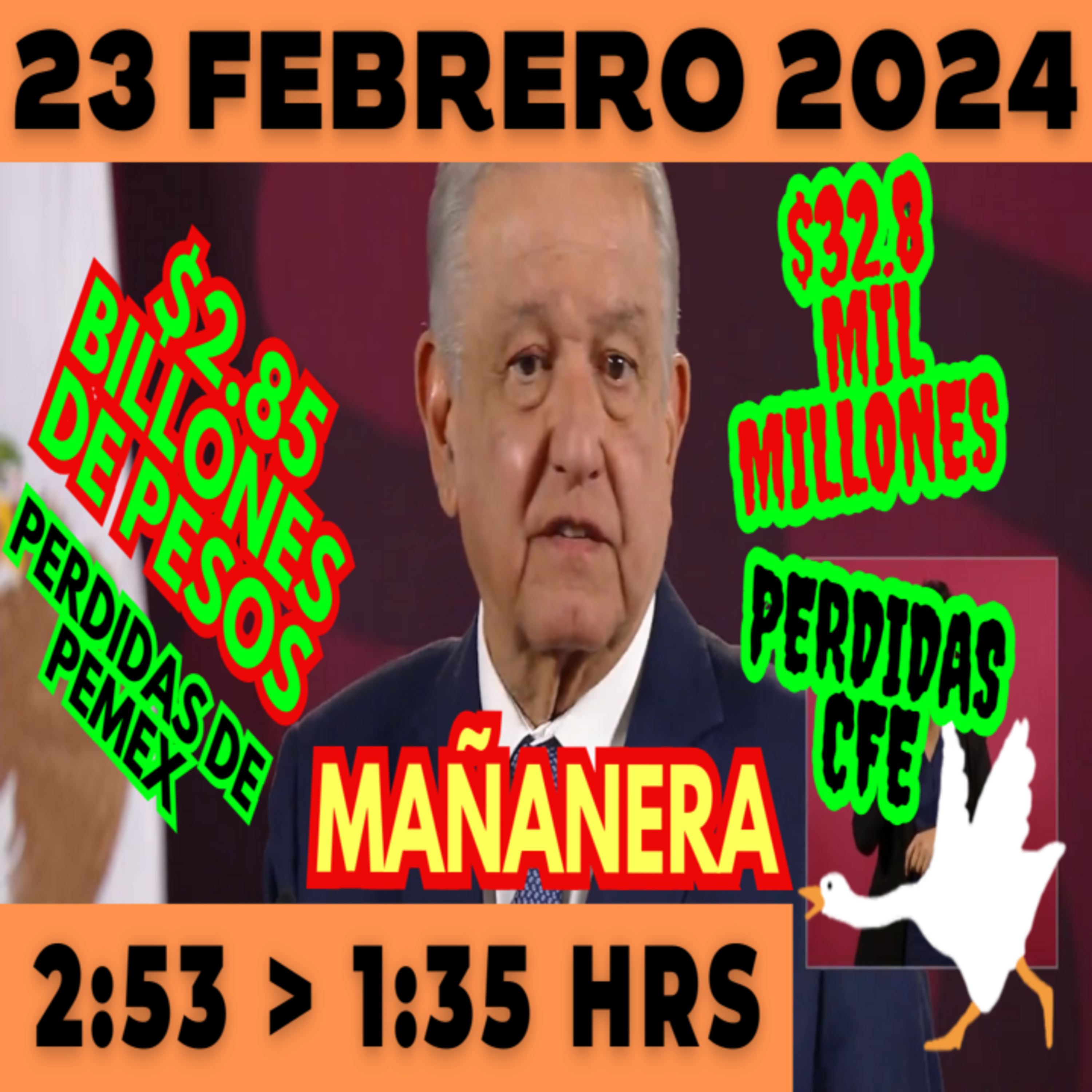 💩🐣 Conferencia de prensa matutina *Viernes 23 de febrero 2024* Presidente AMLO de 2:53 a 1:35. episode artwork