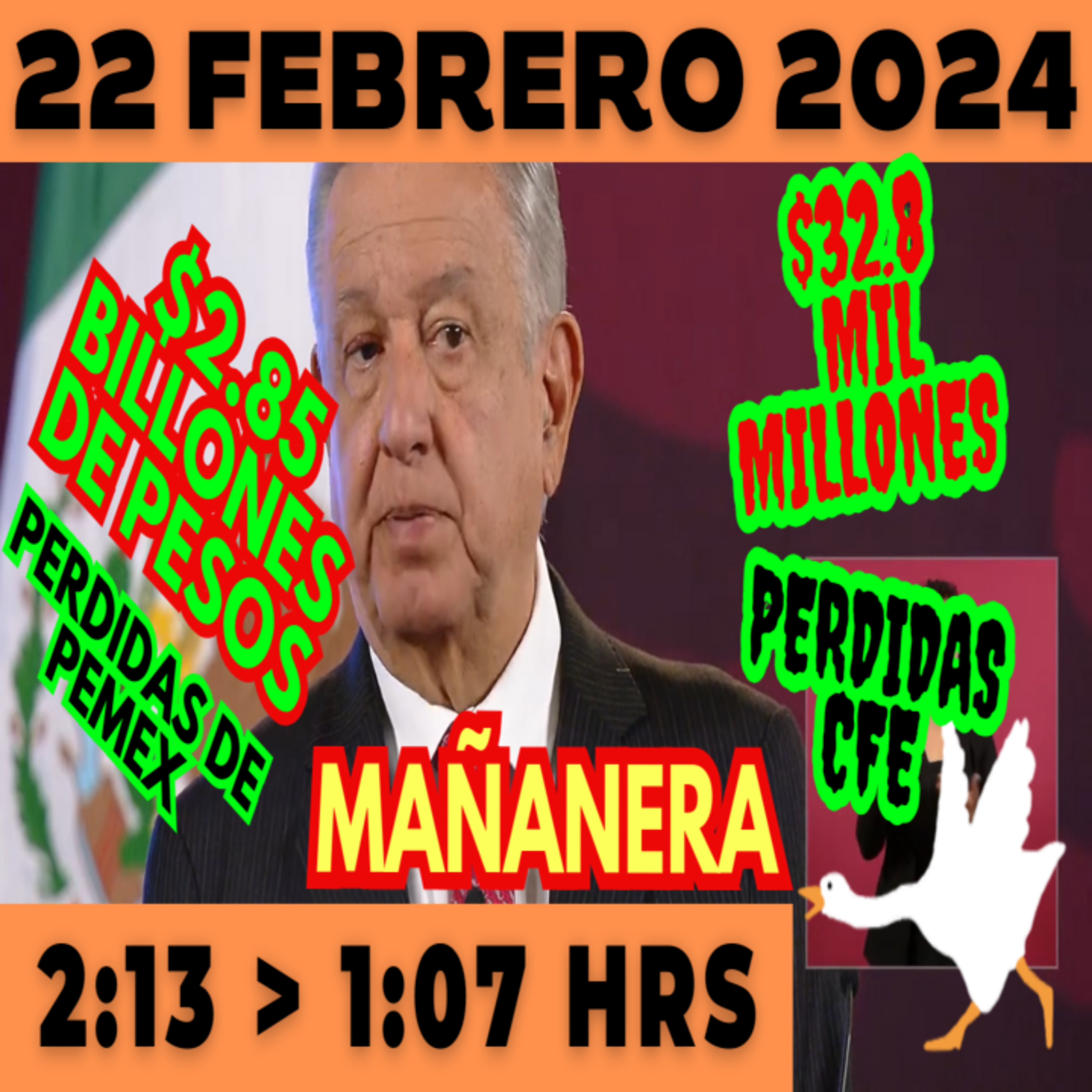 💩🐣 Conferencia de prensa matutina *Jueves 22 de febrero 2024* Presidente AMLO de 2:13 a 1:07. episode artwork