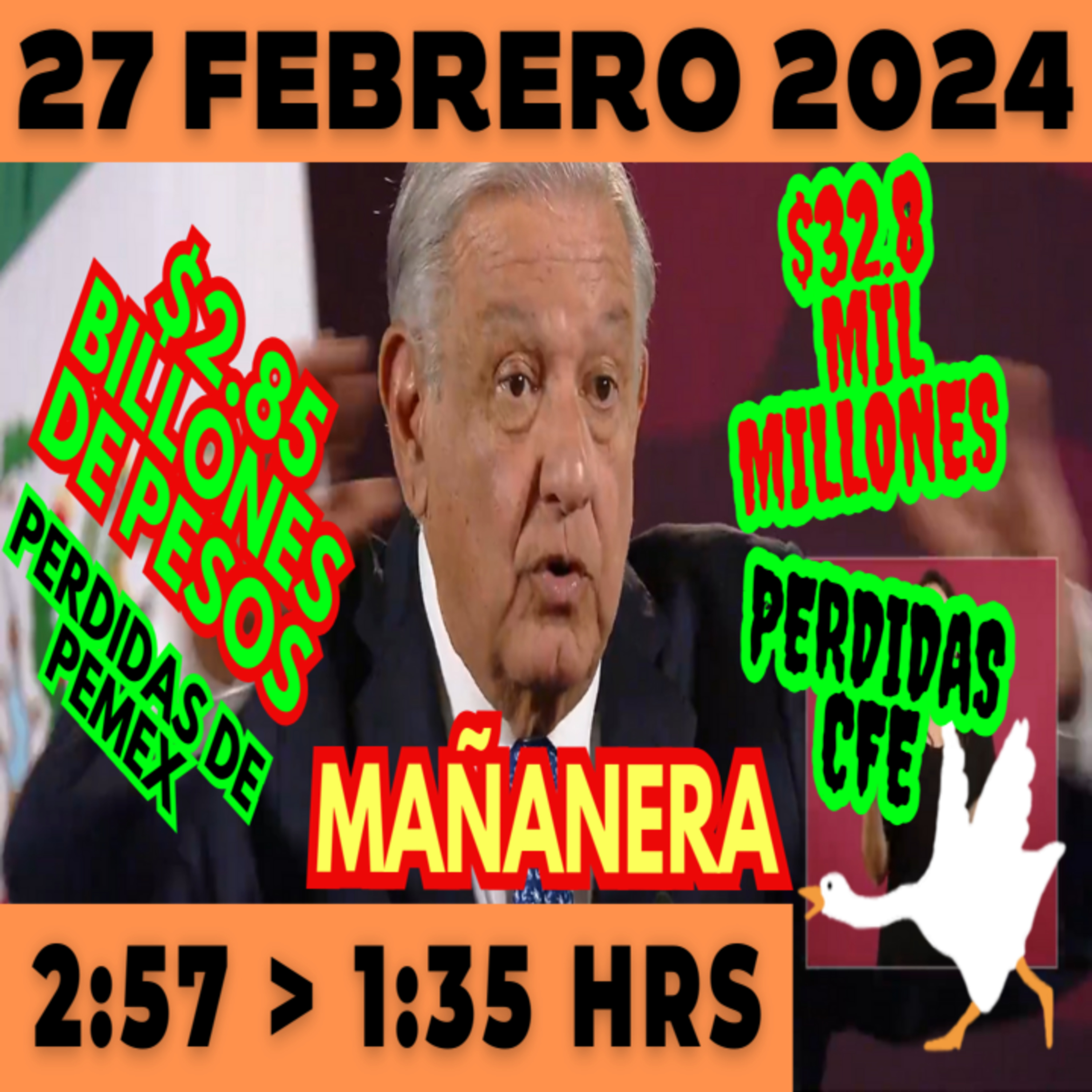 💩🐣 Conferencia de prensa matutina *Martes 27 de febrero 2024* Presidente AMLO de 2:57 a 1:35. episode artwork