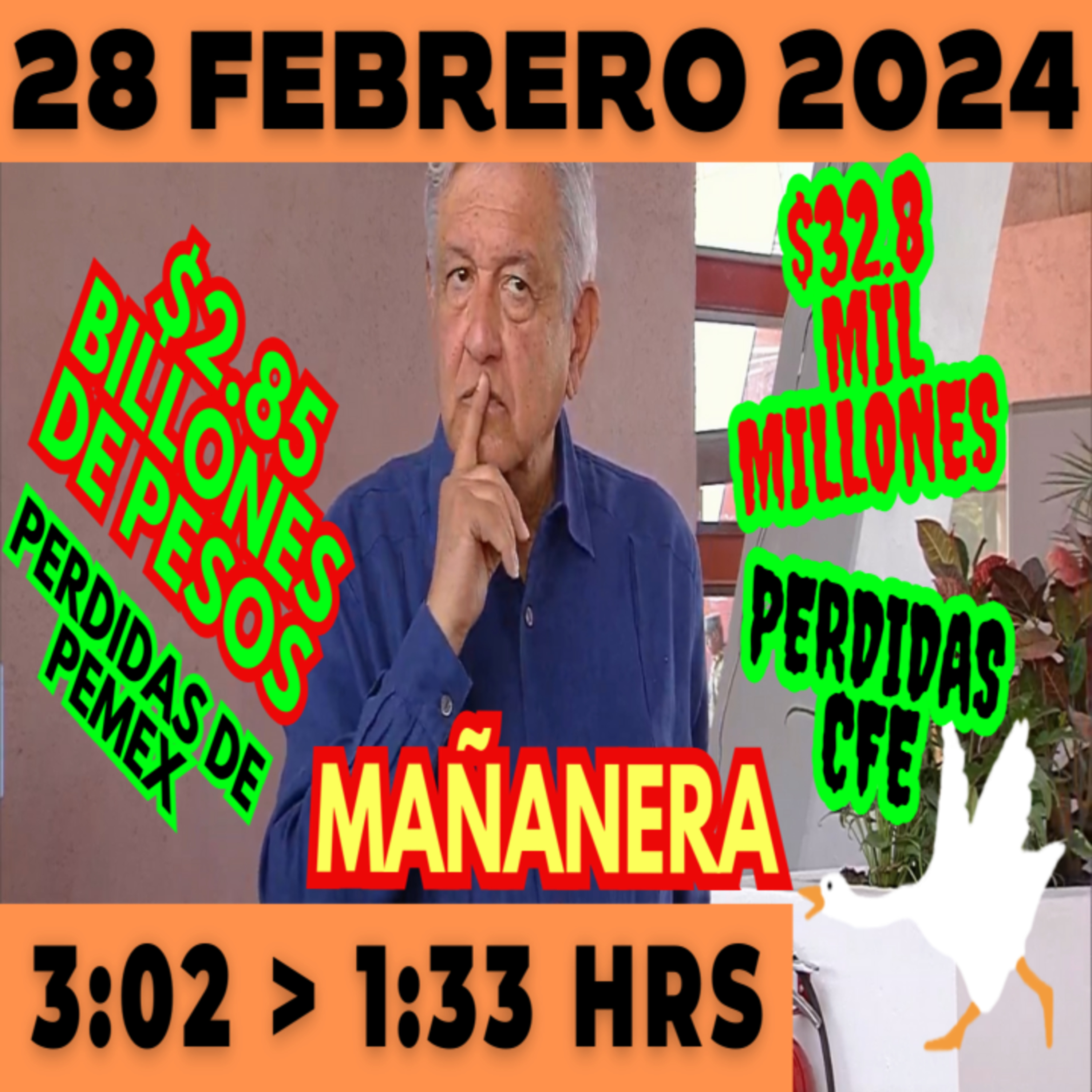 💩🐣 Conferencia de prensa matutina *Miércoles 28 de febrero 2024* Presidente AMLO de 3:02 a 1:33. episode artwork