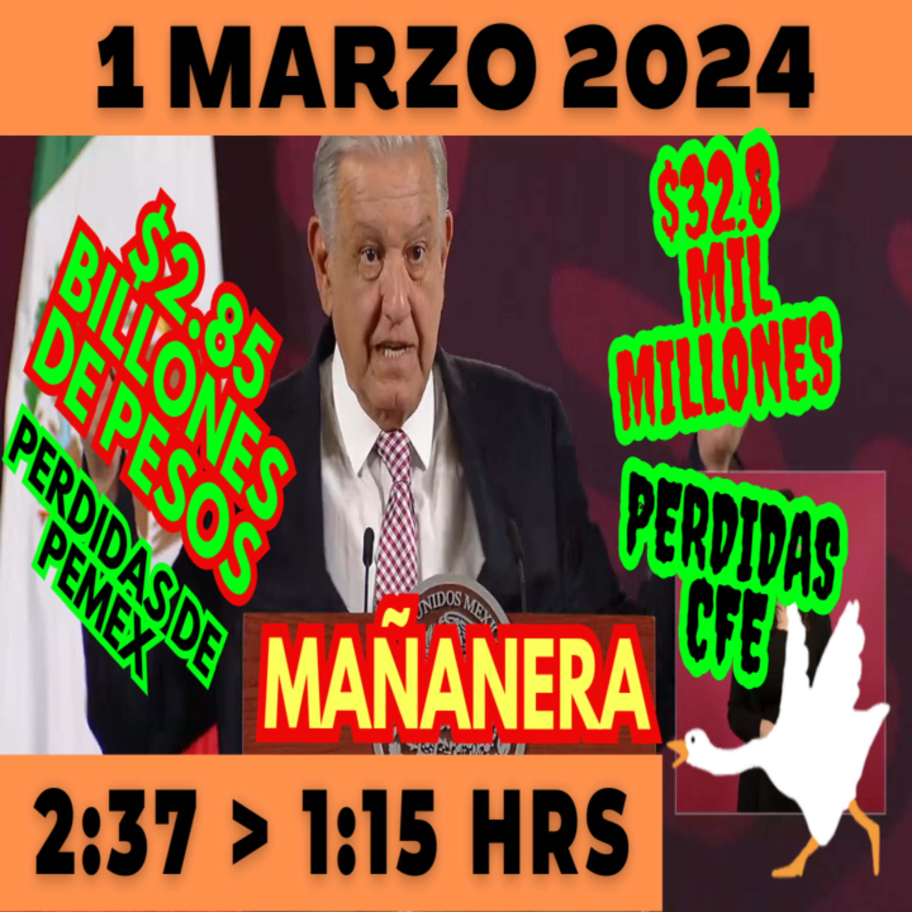 💩🐣 Conferencia de prensa matutina *Viernes 01 de marzo 2024* Presidente AMLO de 2:37 a 1:15. episode artwork