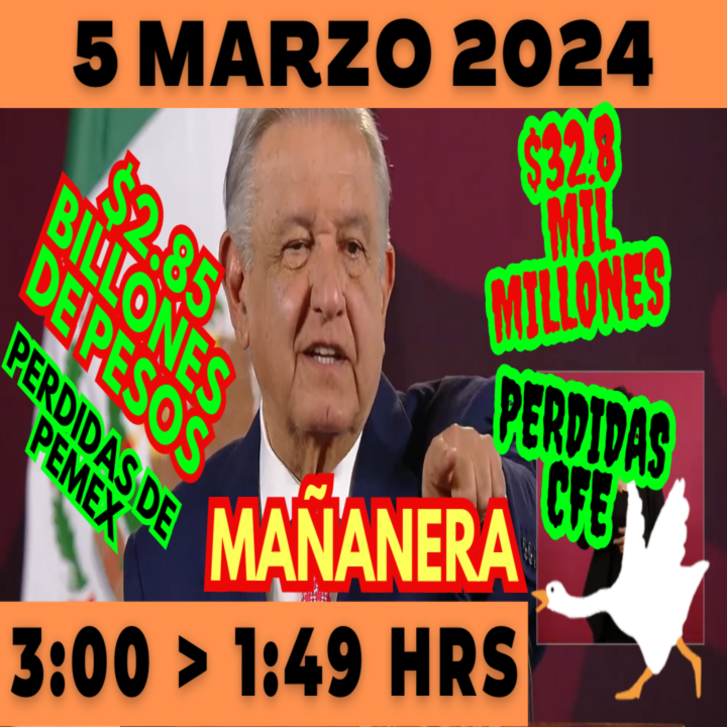 💩🐣 Conferencia de prensa matutina *Martes 05 de marzo 2024* Presidente AMLO de 3:00 a 1:49. episode artwork