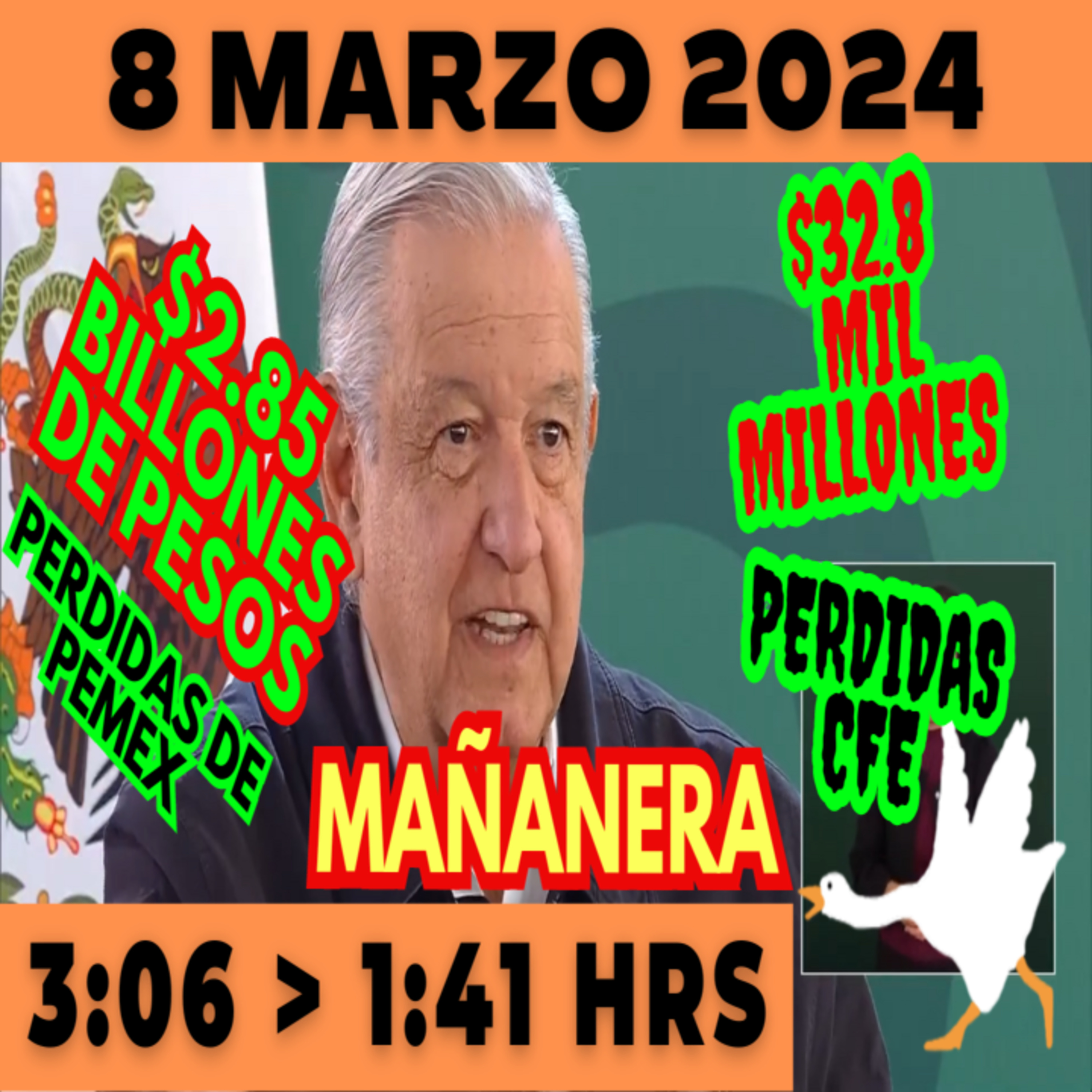 💩🐣 Conferencia de prensa matutina *Viernes 08 de marzo 2024* Presidente AMLO de 3:06 a 1:41. episode artwork