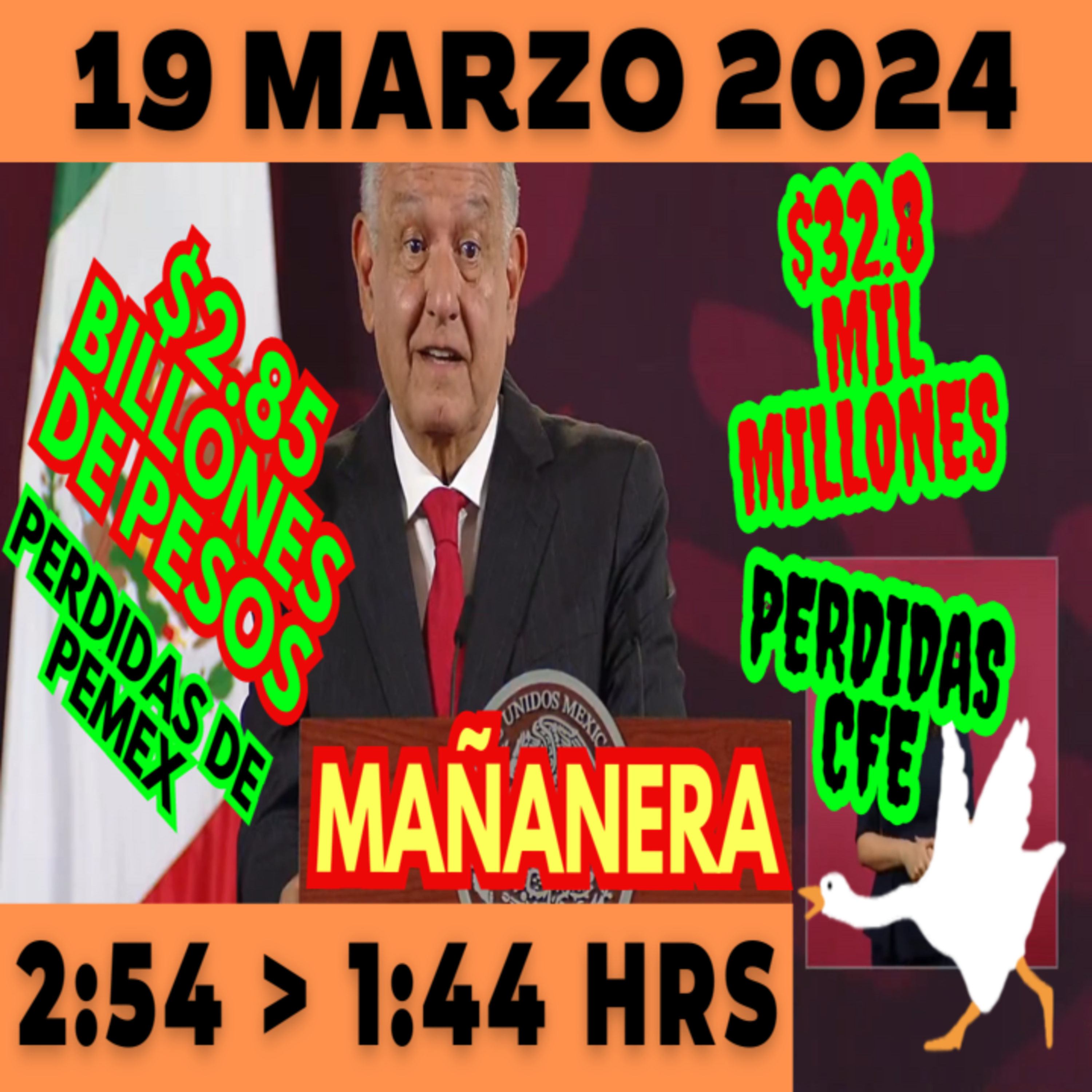 💩🐣👶 AMLITO | Mañanera *Martes 19 de marzo 2024* | El gansito veloz de 2:54 a 1:44. episode artwork