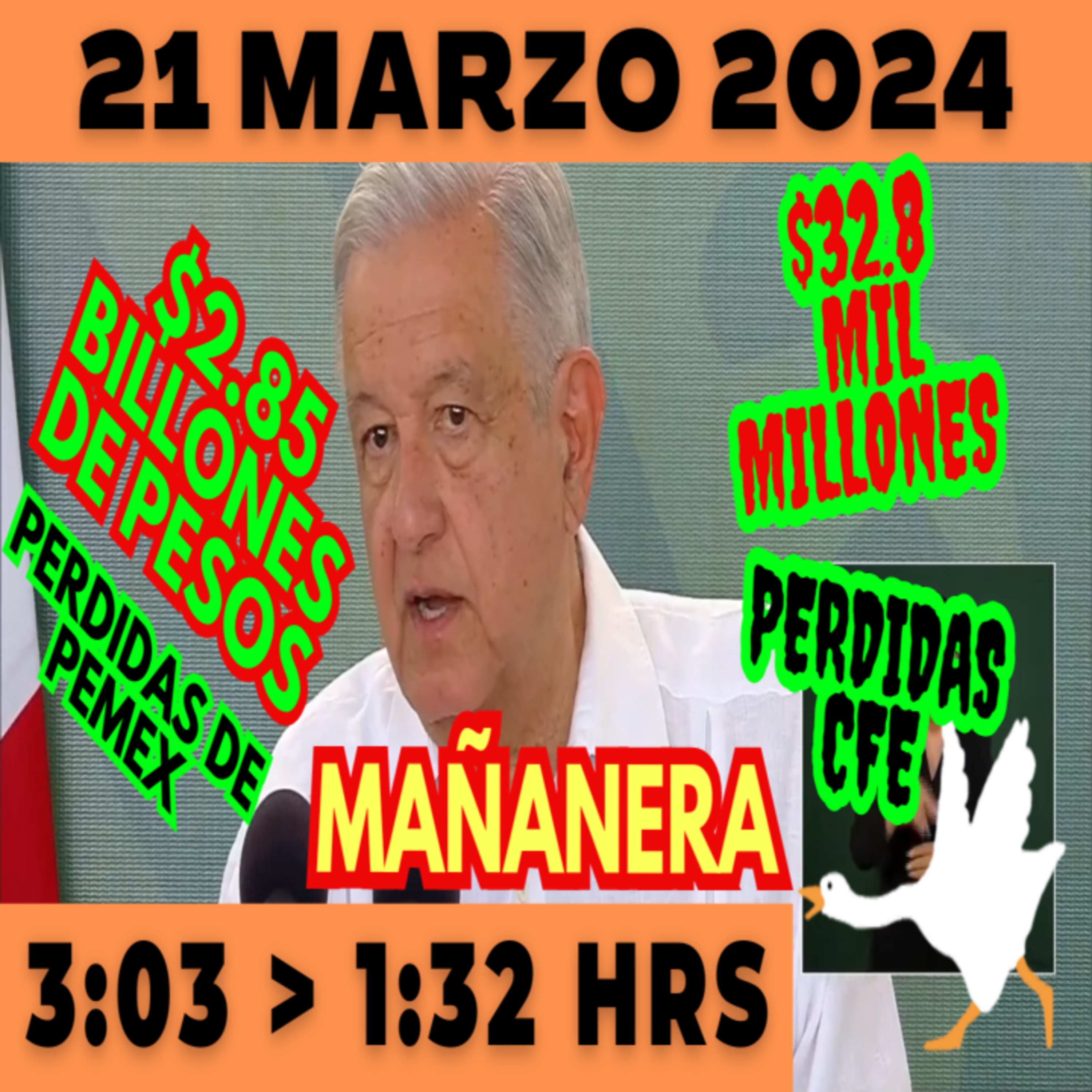 💩🐣👶 AMLITO | Mañanera *Jueves 21 de marzo 2024* | El gansito veloz 3:03 a 1:32. episode artwork