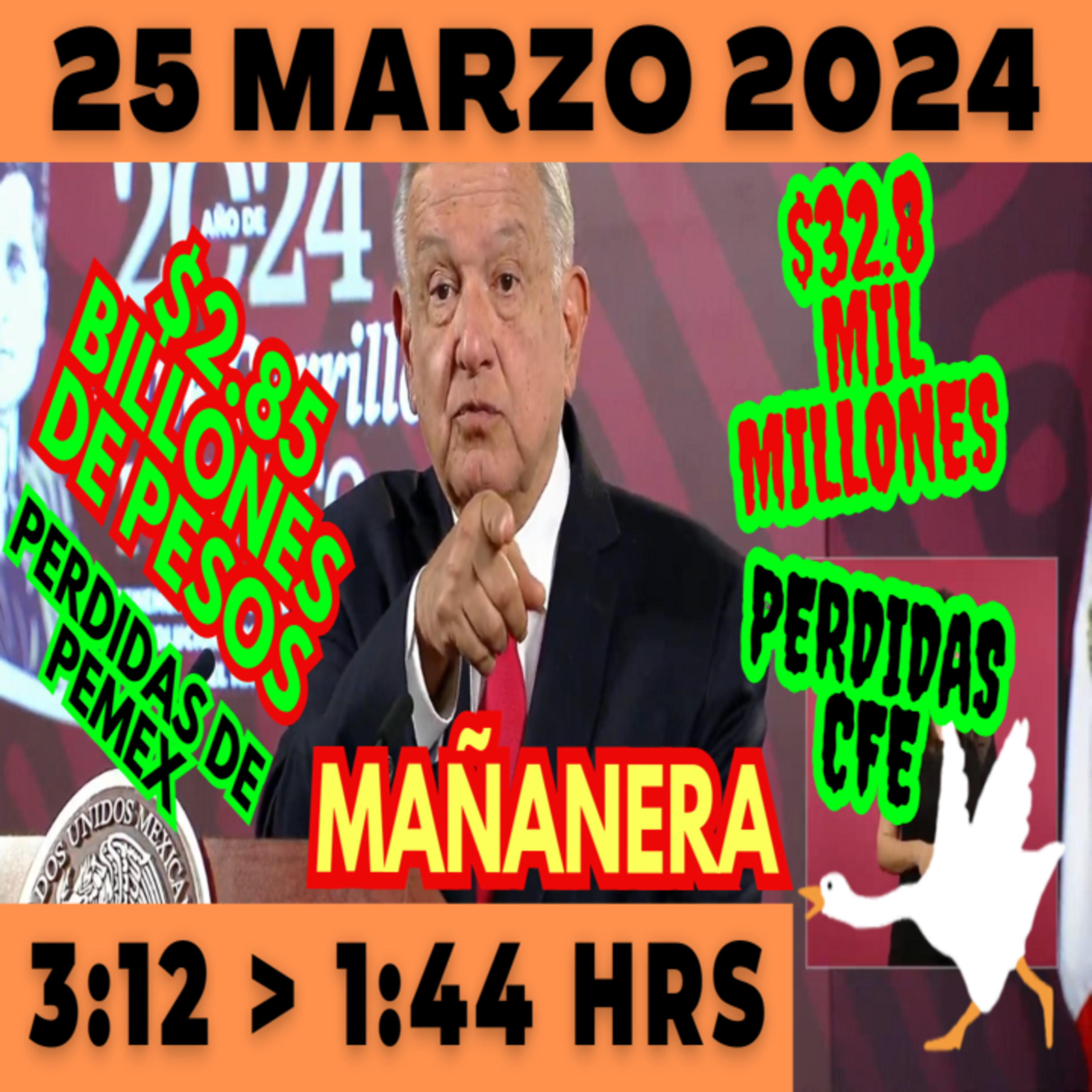 💩🐣👶 AMLITO | Mañanera *Lunes 25 de marzo 2024* | El gansito veloz 3:12 a 1:44. episode artwork