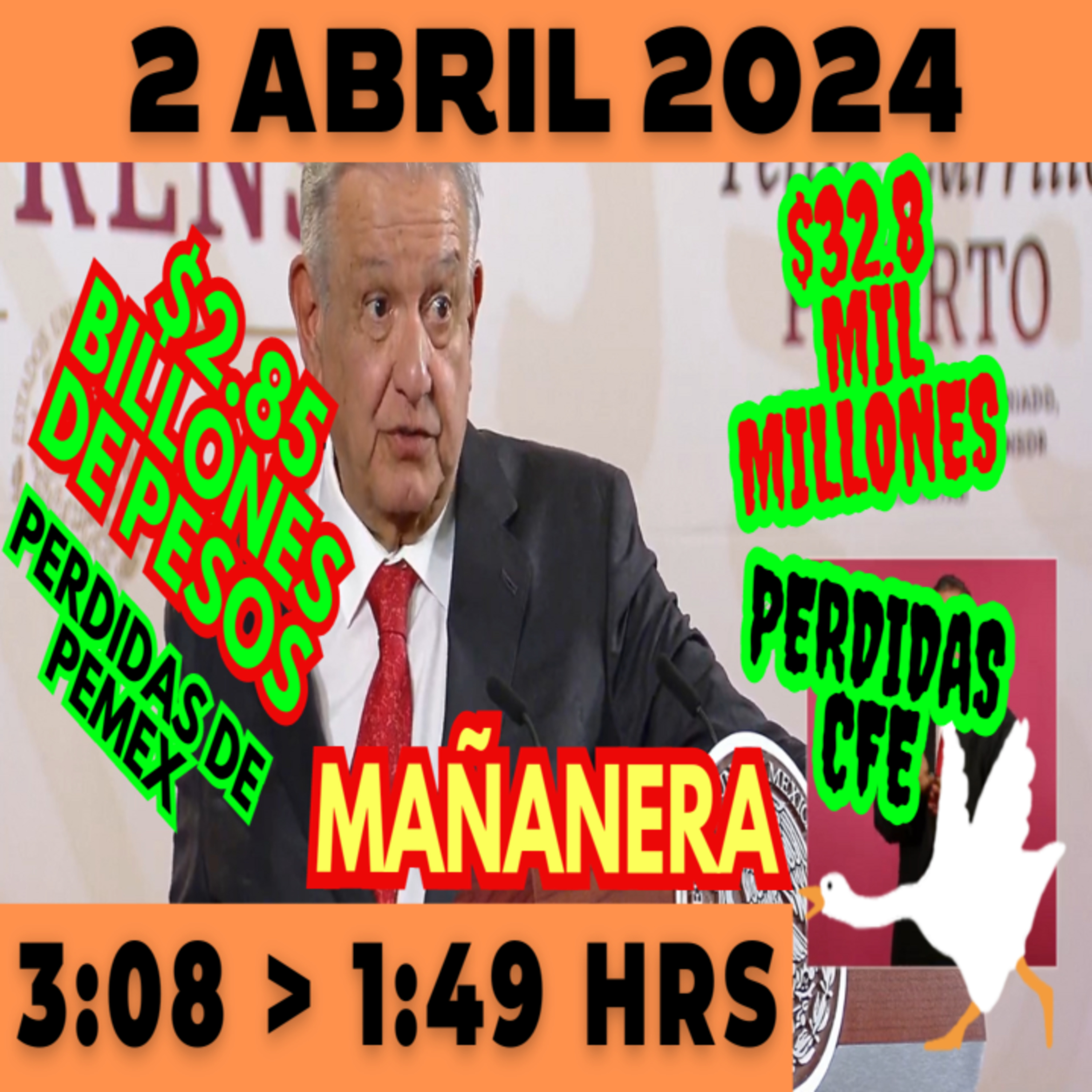 💩🐣👶 AMLITO | Mañanera *Martes 02 de abril 2024* | El gansito veloz 3:08 a 1:49. episode artwork