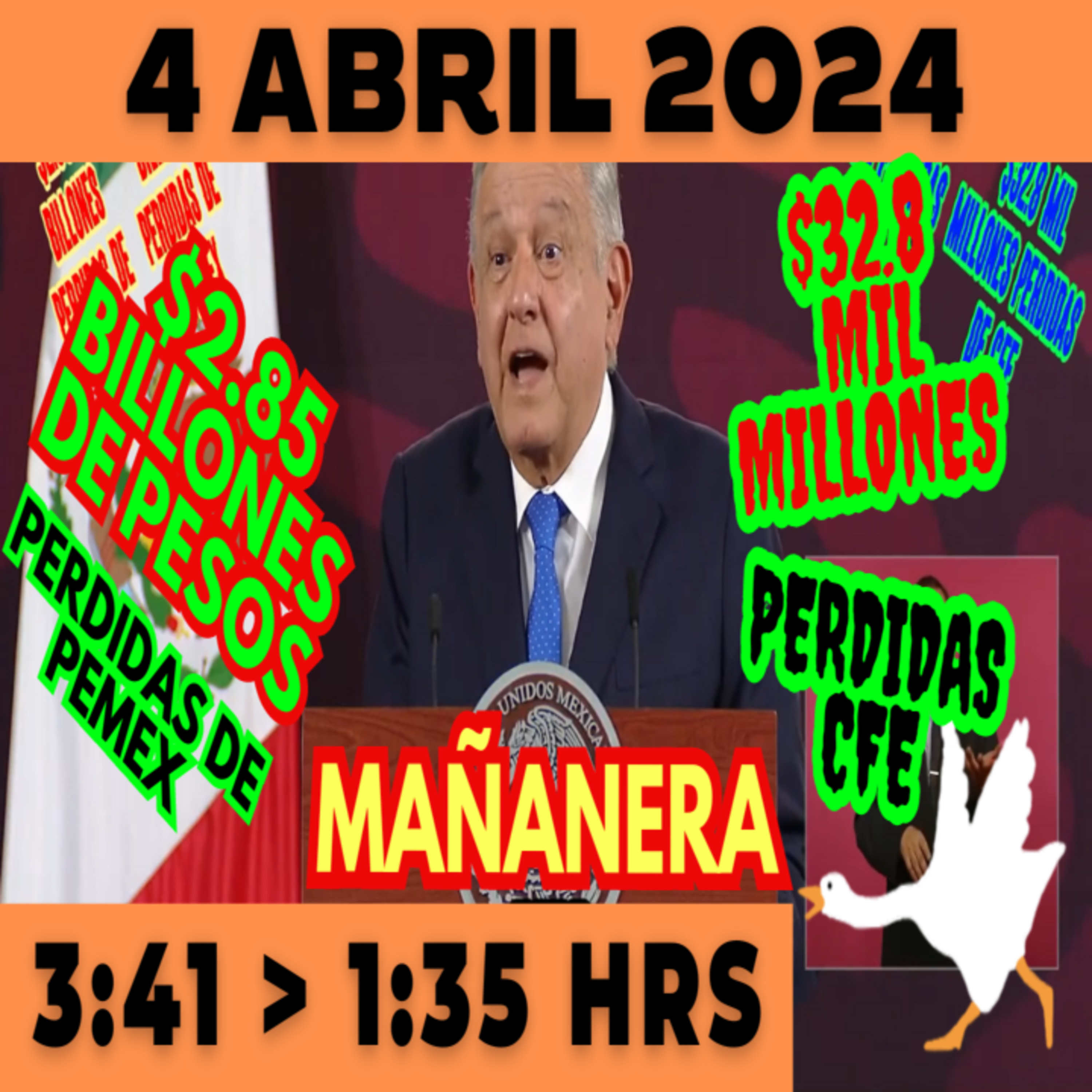 💩🐣👶 AMLITO | Mañanera *Jueves 04 de abril 2024* | El gansito veloz 3:41 a 1:35. episode artwork