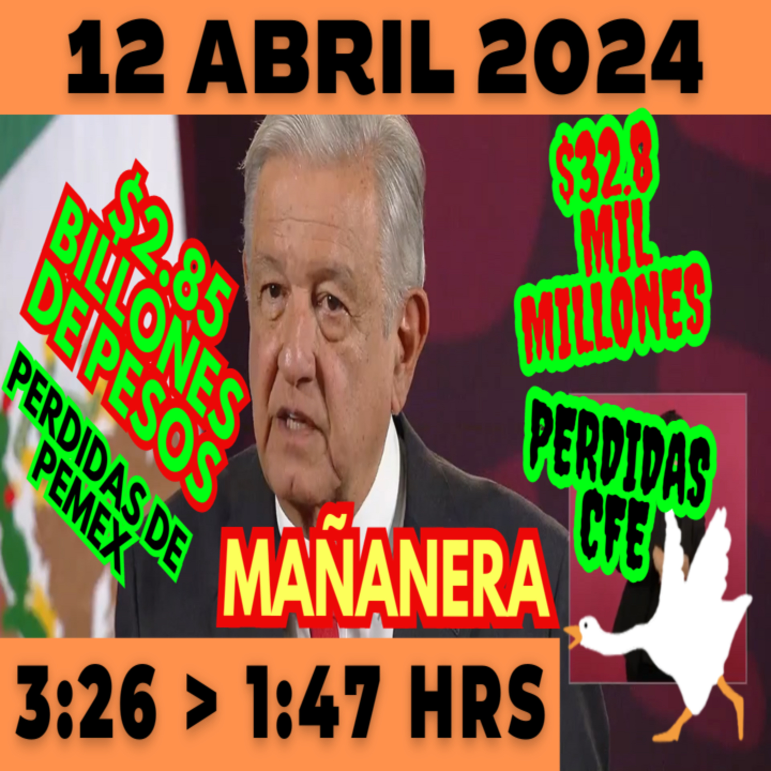 💩🐣👶 AMLITO | Mañanera *Viernes 12 de abril 2024* | El gansito veloz 3:26 a 1:47. episode artwork