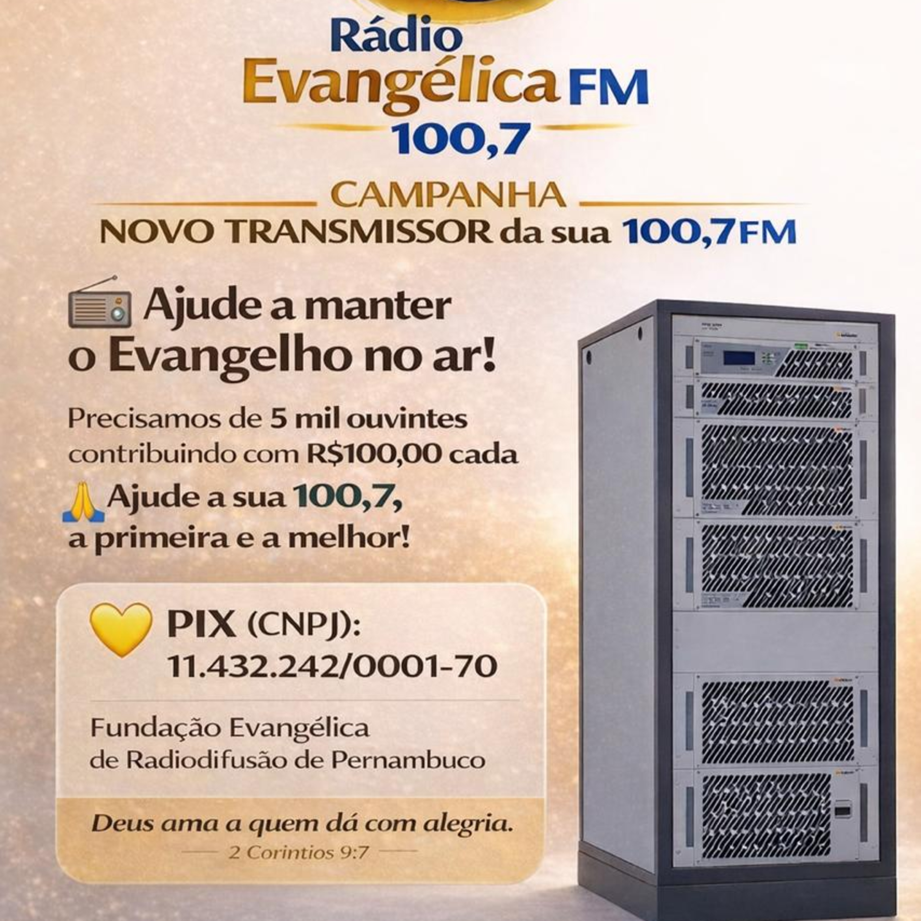 CAMPANHA NOVO TRANSMISSOR RÁDIO 100.7 EVANGÉLICA FM RECIFE - PE  episode artwork